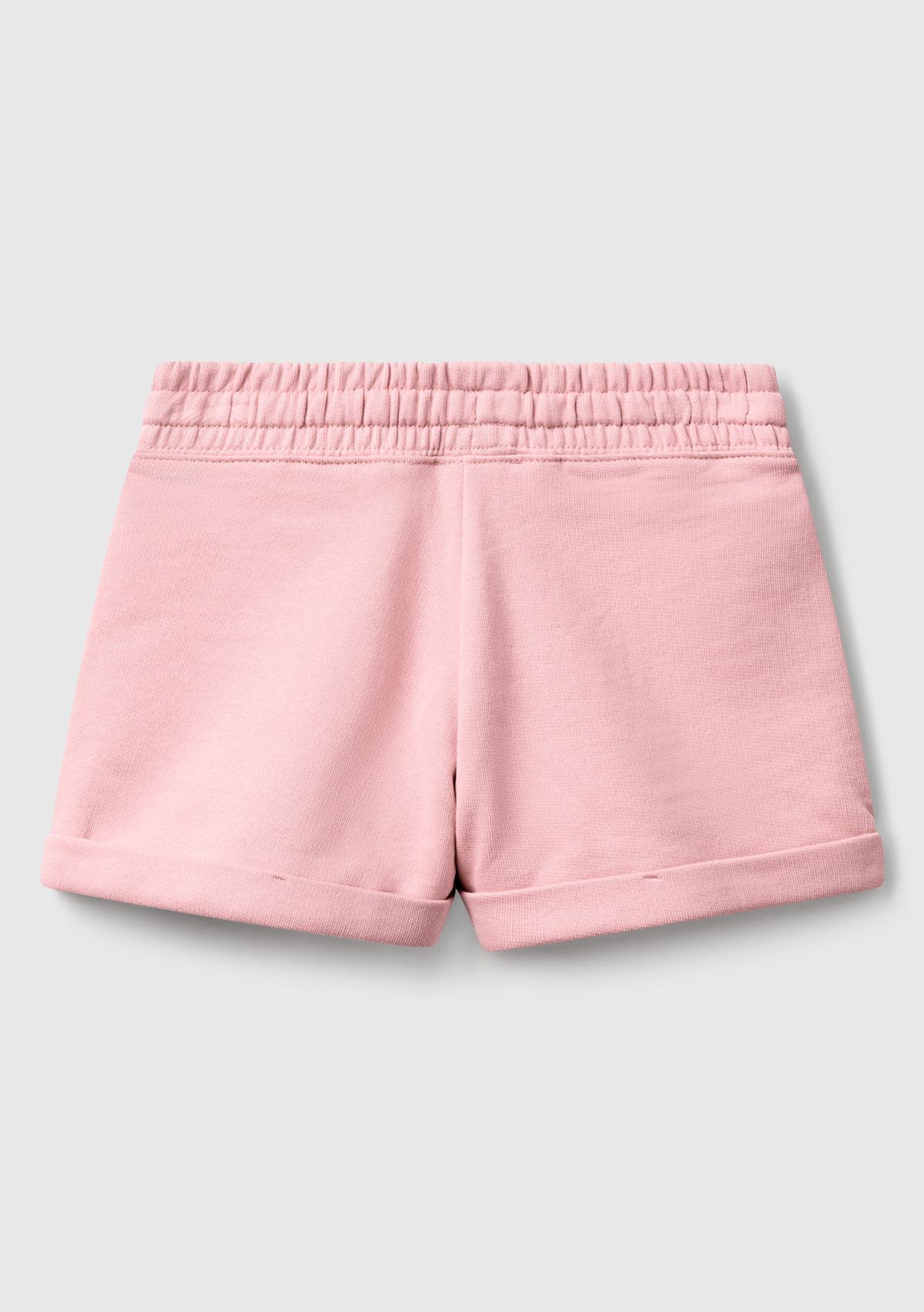 Kız Çocuk Pembe Logolu Sweat Şort
