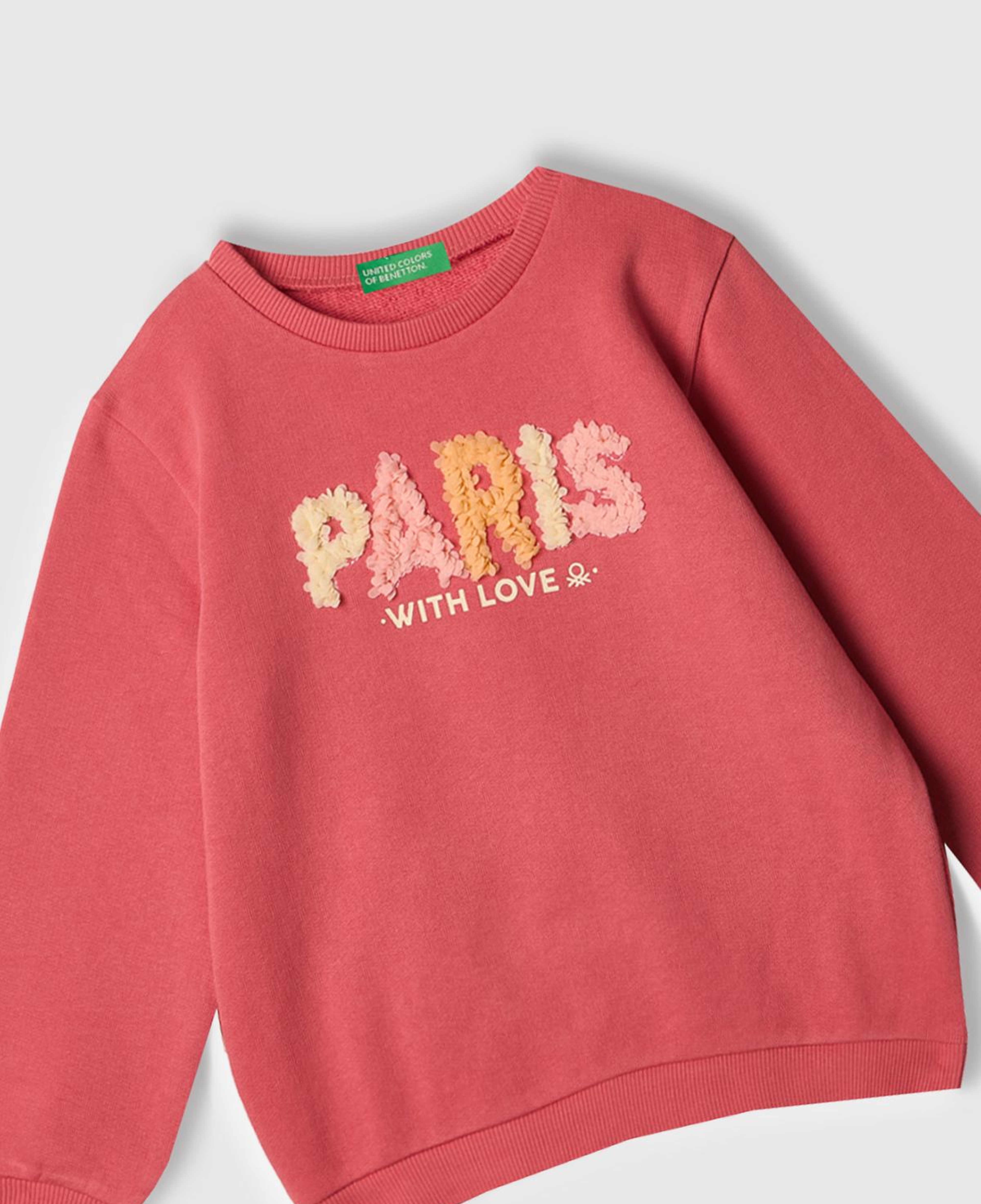 Kız Çocuk Fuşya Grafik Baskılı Ribanalı Bisiklet Yaka Sweatshirt
