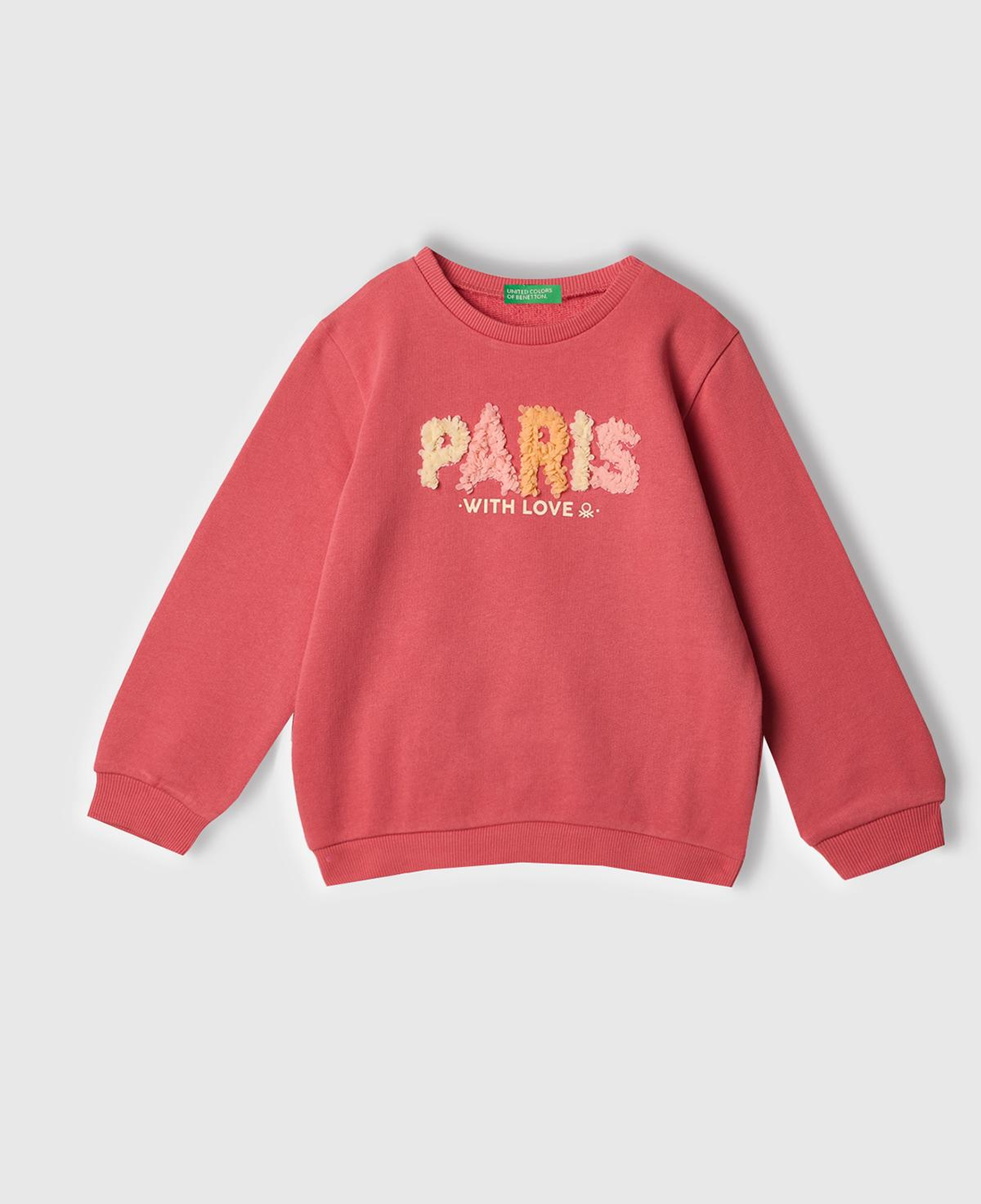 Kız Çocuk Fuşya Grafik Baskılı Ribanalı Bisiklet Yaka Sweatshirt