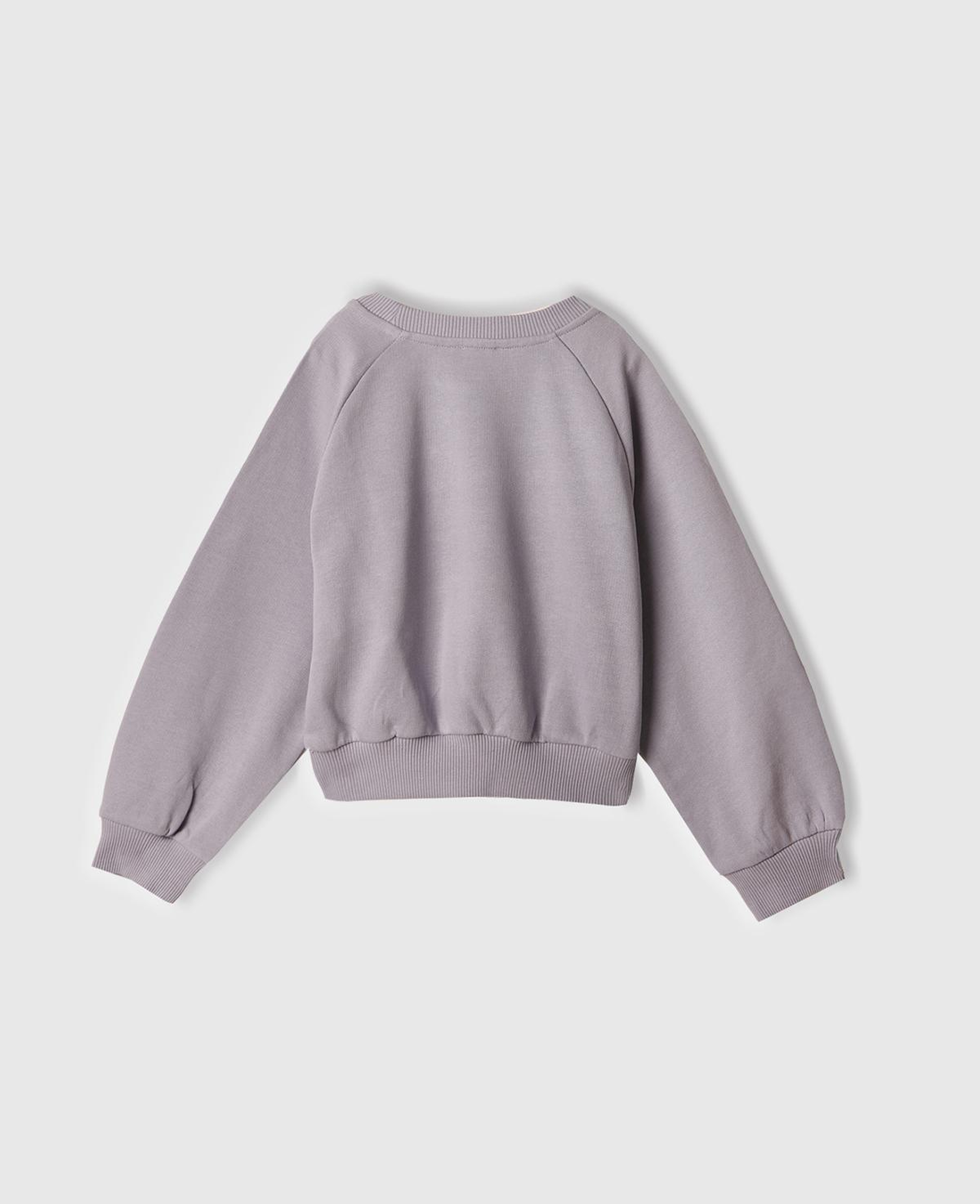 Kız Çocuk Lila Önü Taş Detaylı Ribanalı Bisiklet Yaka Sweatshirt