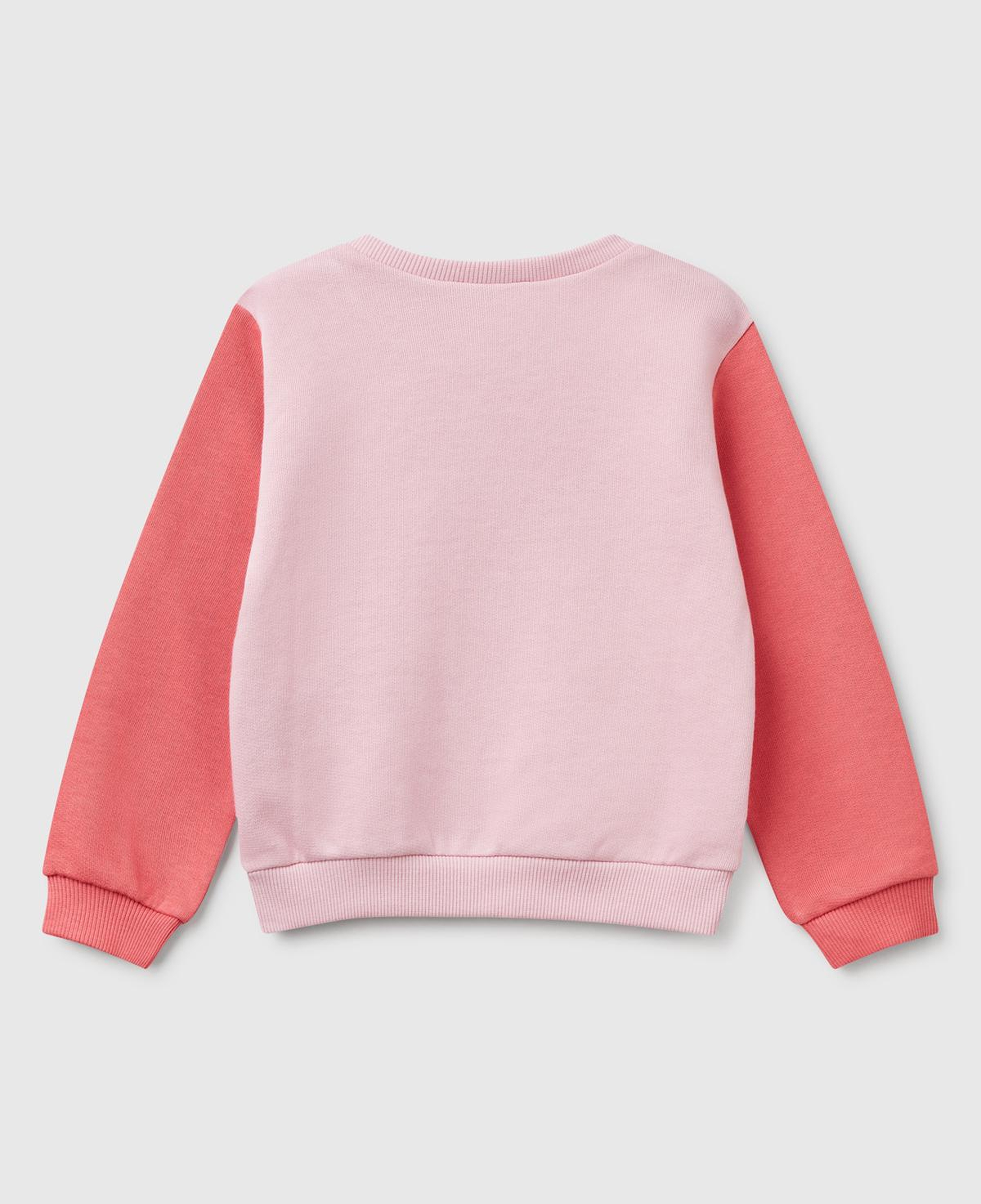 Kız Çocuk Beyaz Mix Simli Benetton Logo Baskılı Bisiklet Yaka Sweatshirt