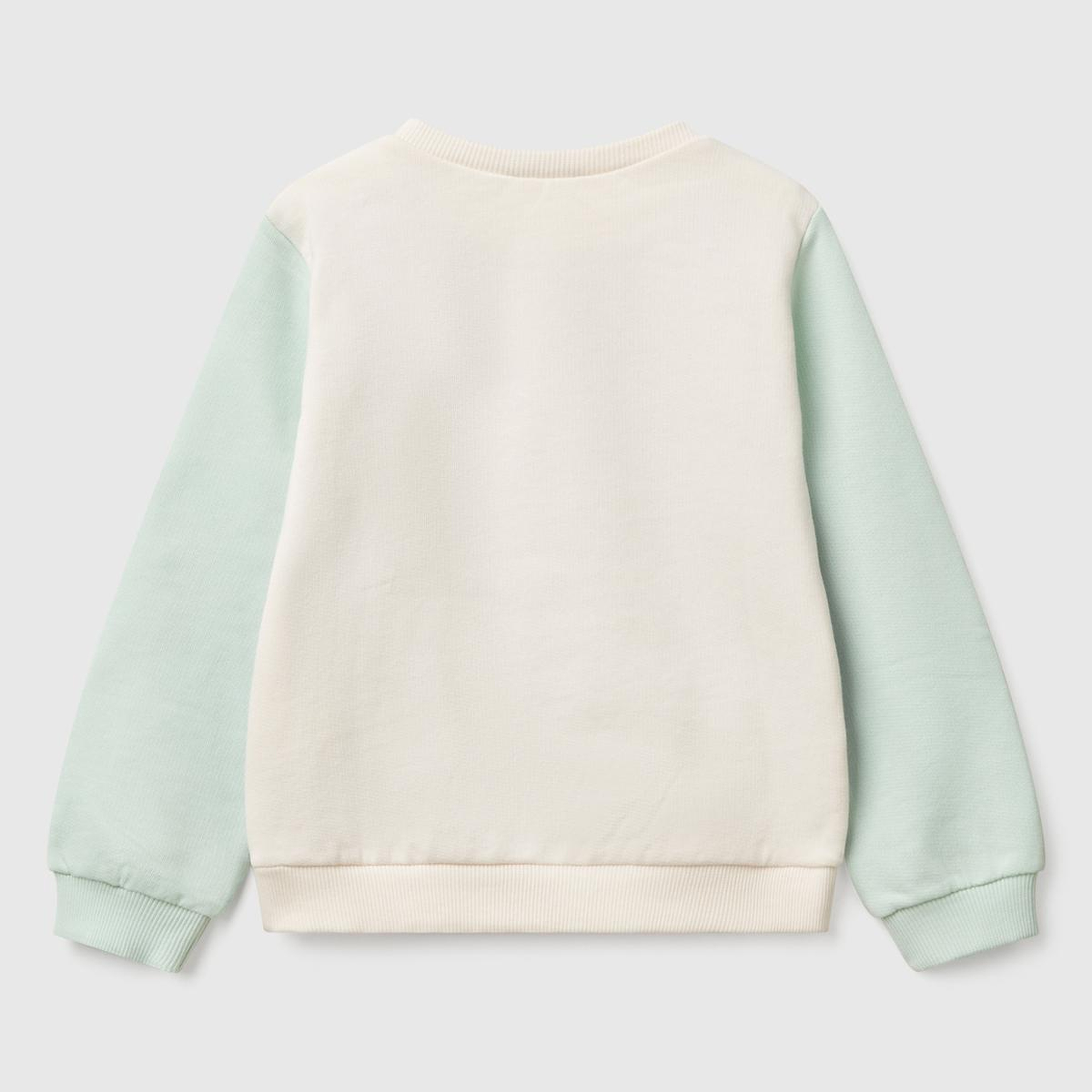 Kız Çocuk Lila Mix Simli Benetton Logo Baskılı Bisiklet Yaka Sweatshirt