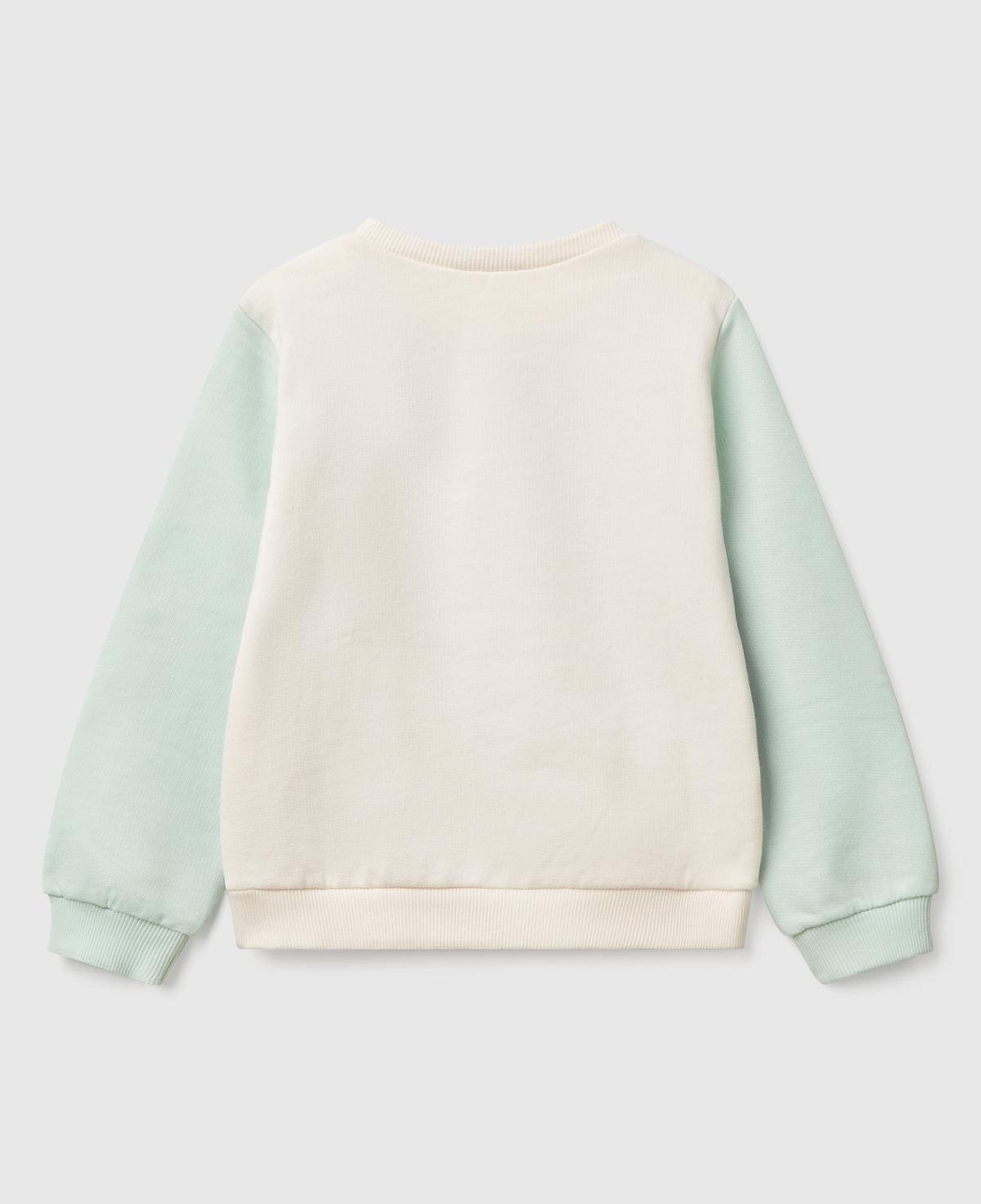 Kız Çocuk Lila Mix Simli Benetton Logo Baskılı Bisiklet Yaka Sweatshirt