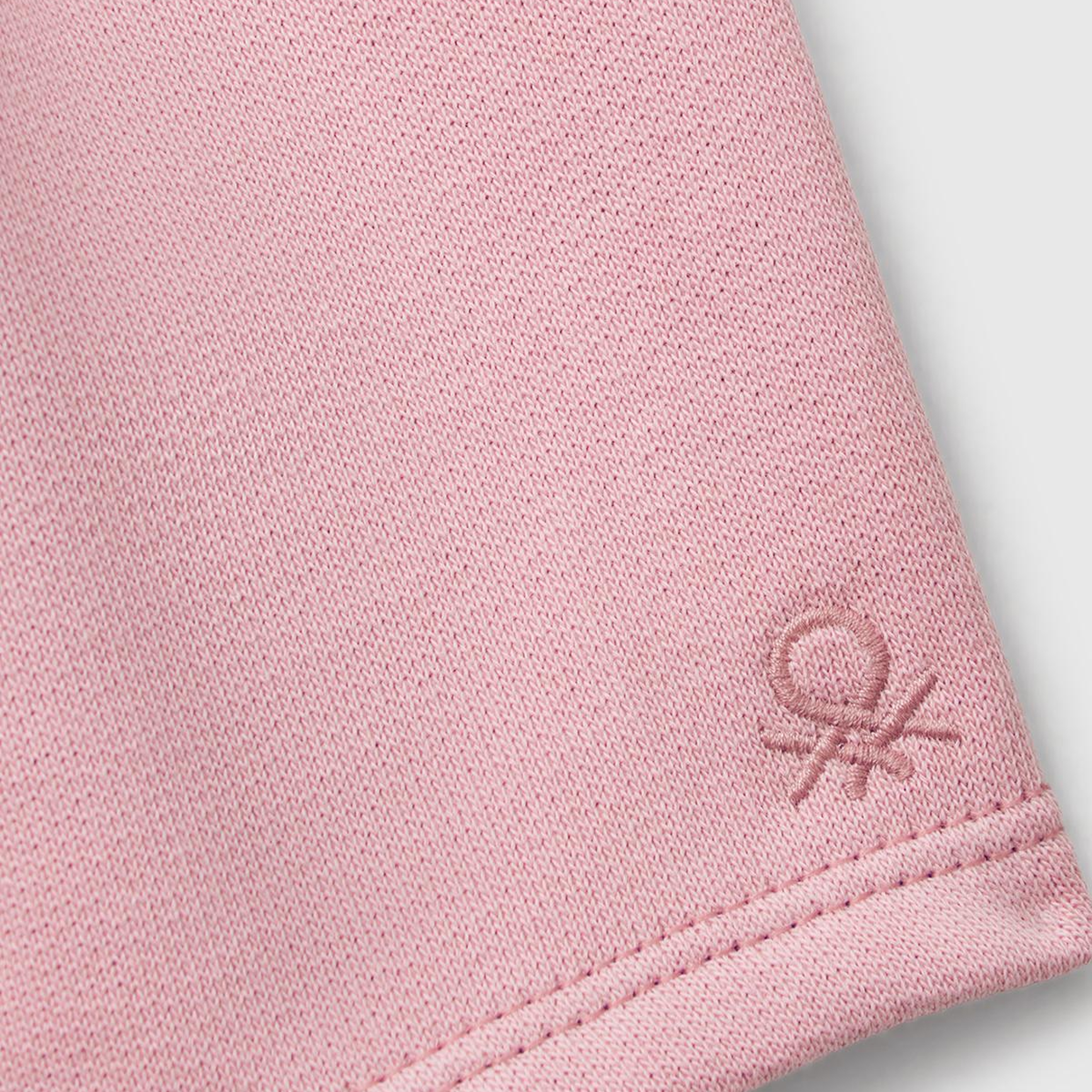 Kız Çocuk Pembe Benetton Logo İşlemeli Beli İpli Şort