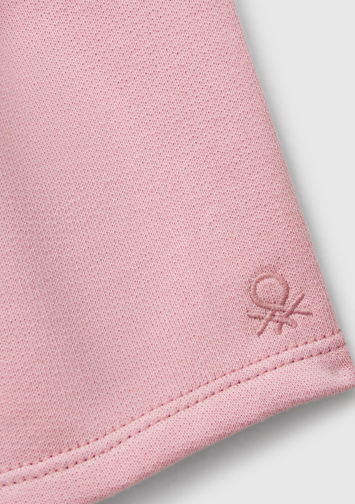 Kız Çocuk Pembe Benetton Logo İşlemeli Beli İpli Şort