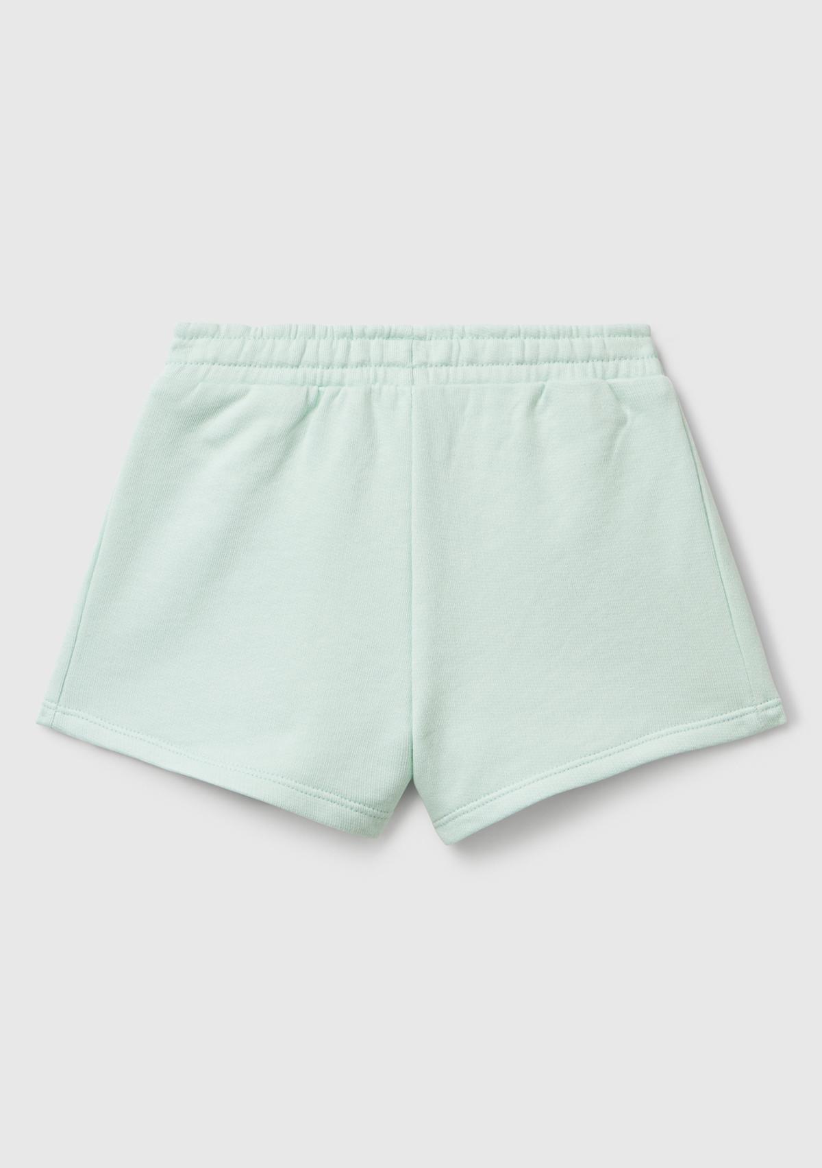 Kız Çocuk Su Yeşili Benetton Logo İşlemeli Beli İpli Şort