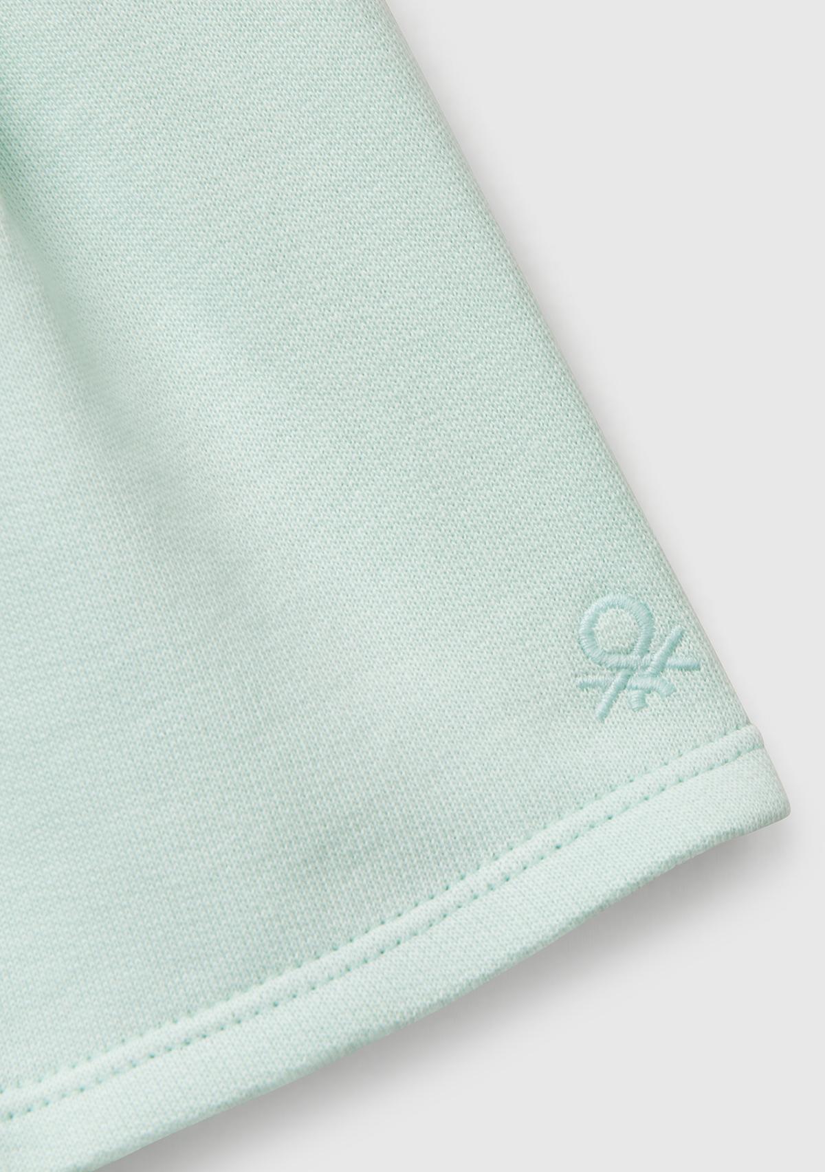 Kız Çocuk Su Yeşili Benetton Logo İşlemeli Beli İpli Şort
