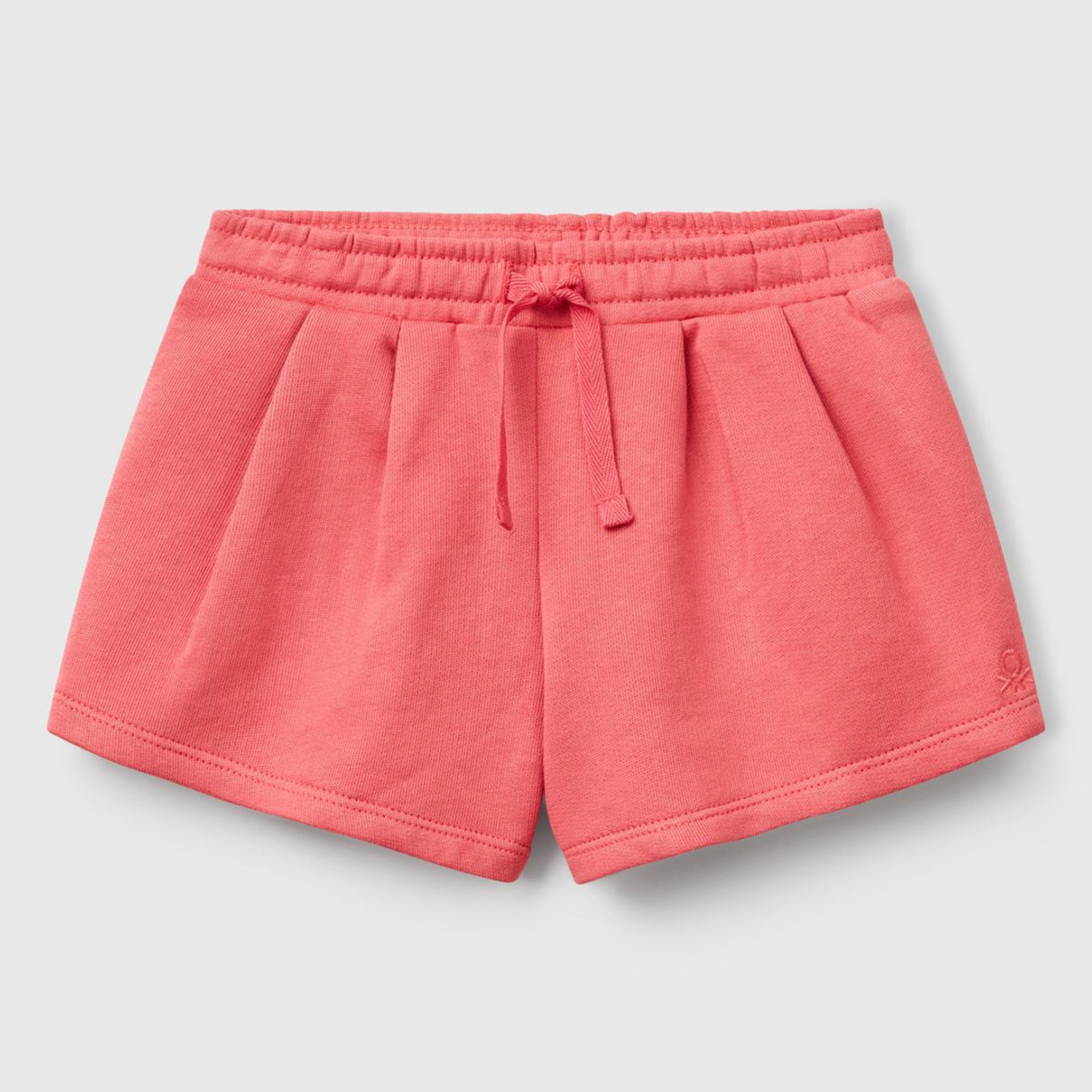 Kız Çocuk Fuşya Benetton Logo İşlemeli Beli İpli Şort