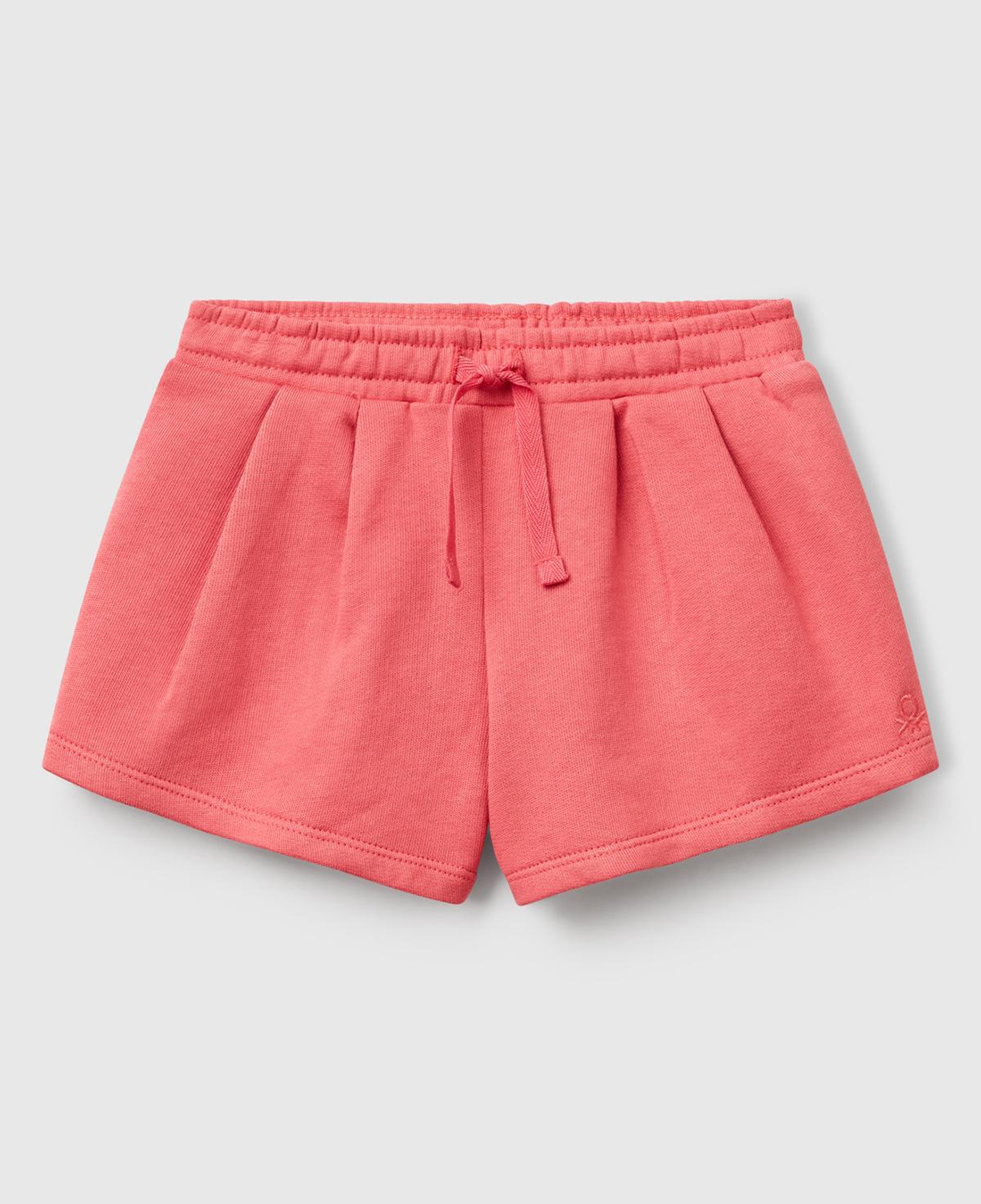 Kız Çocuk Fuşya Benetton Logo İşlemeli Beli İpli Şort