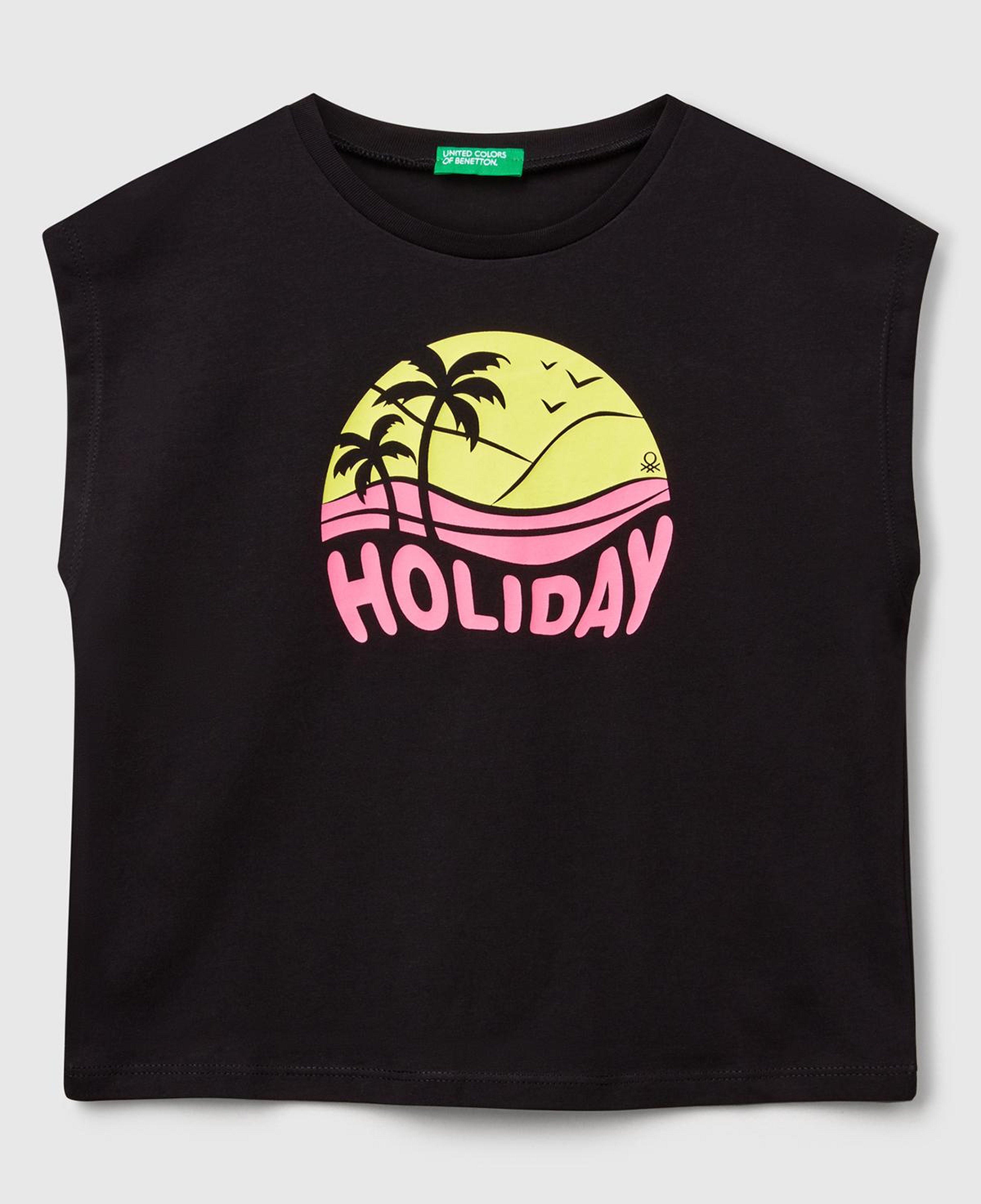Kız Çocuk Siyah Grafik Baskılı Kısa Kollu T-Shirt
