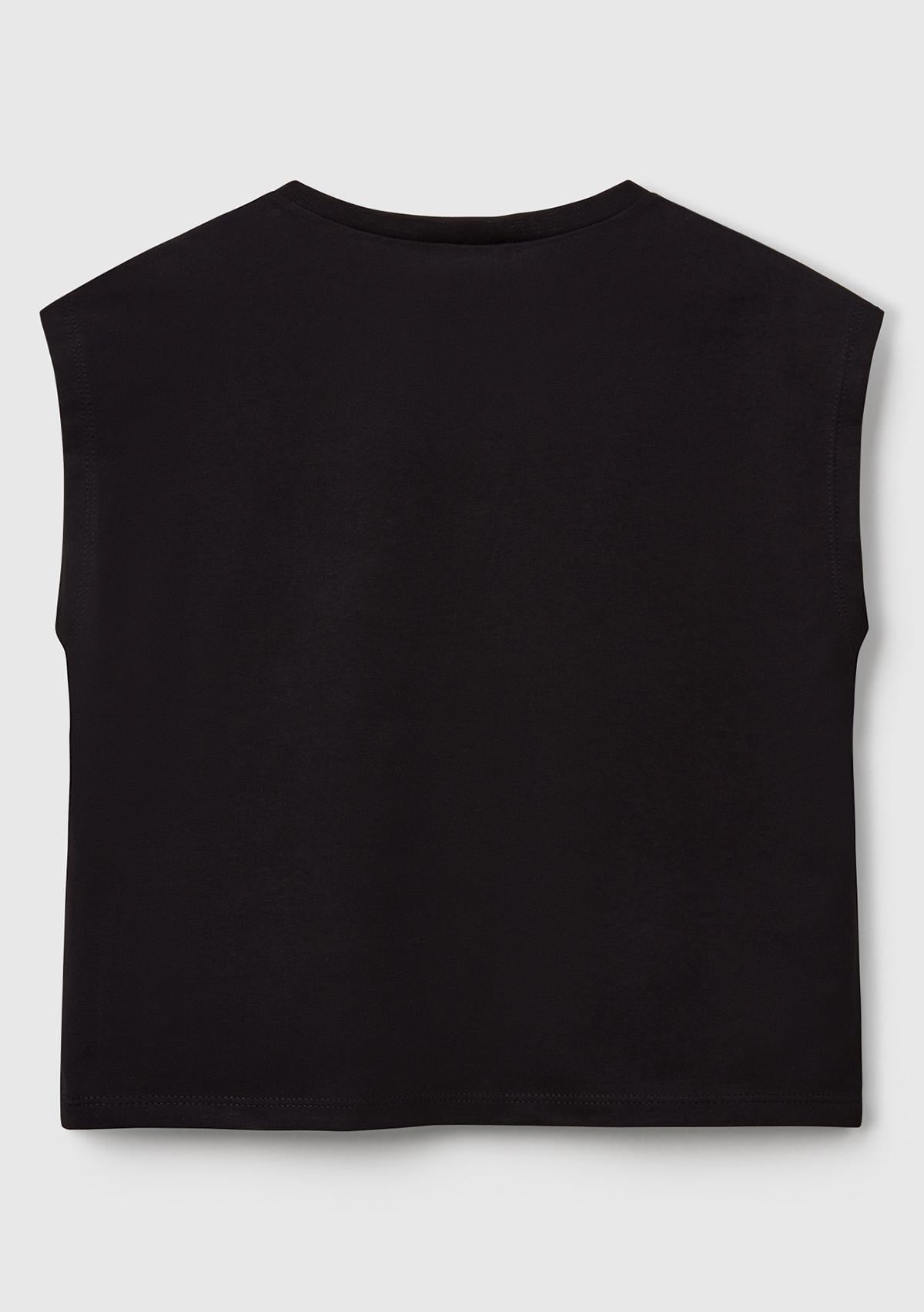 Kız Çocuk Siyah Grafik Baskılı Kısa Kollu T-Shirt