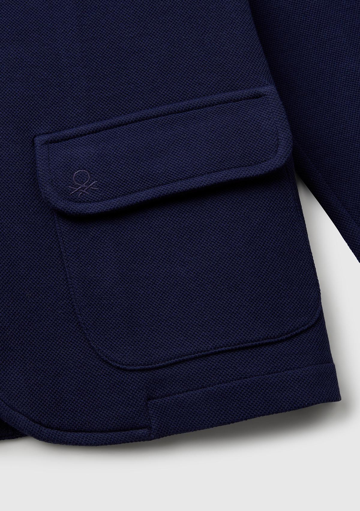 Erkek Çocuk Lacivert Logo İşlemeli Yama Cepli Blazer Ceket