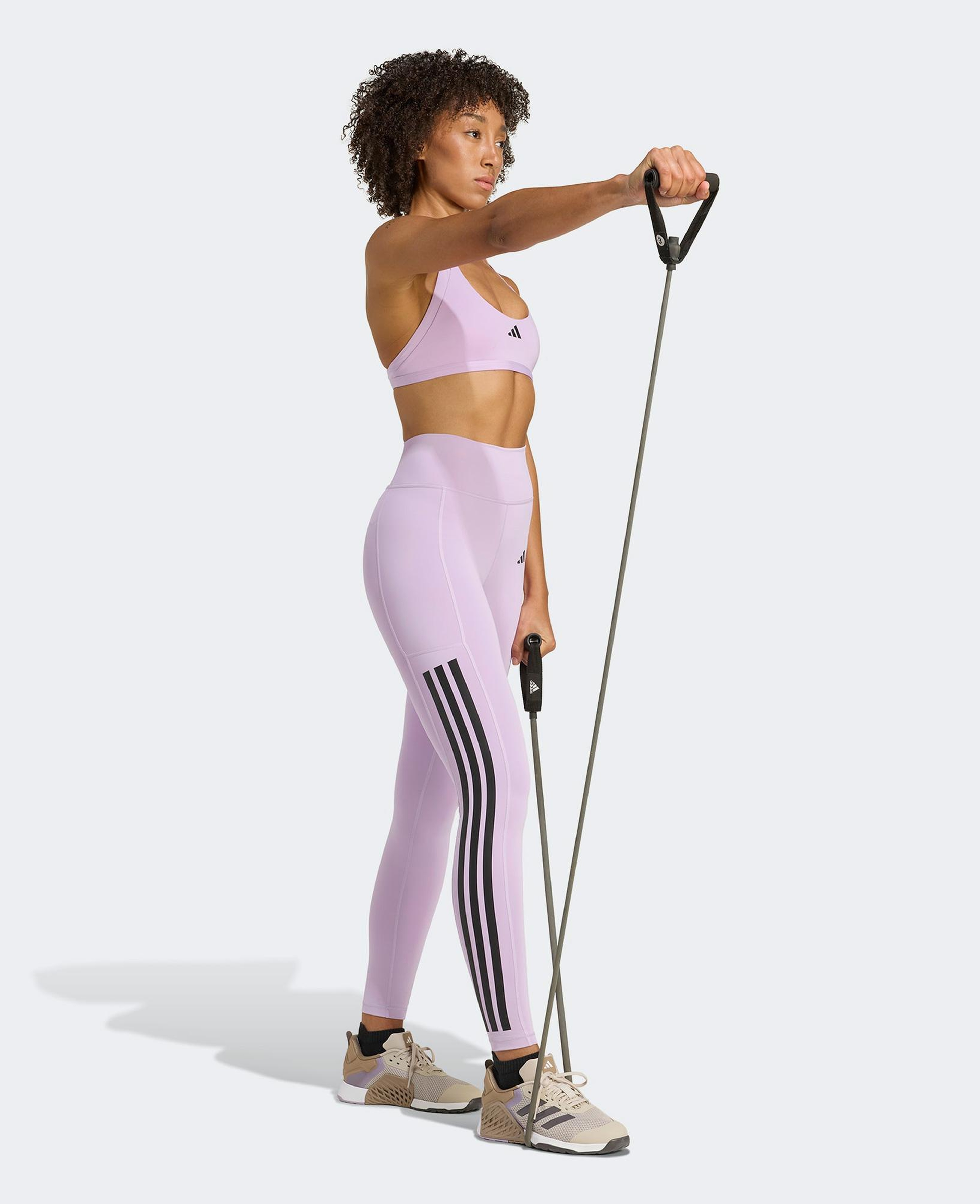 adidas Optime 3 Bantlı Uzun Kadın Mor Antrenman Taytı