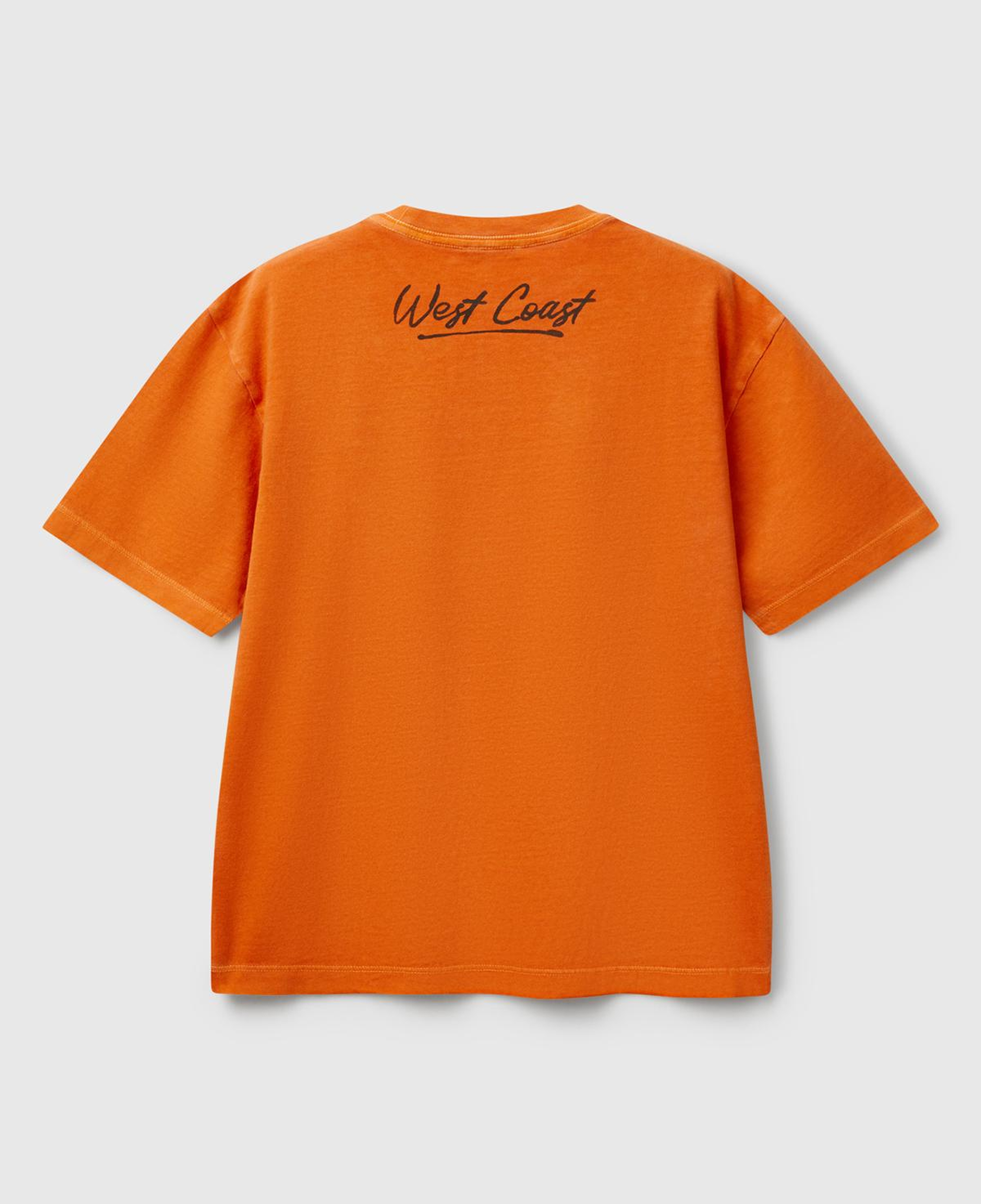 Erkek Çocuk Turuncu Slogan Baskılı Soluk Efektli T-Shirt