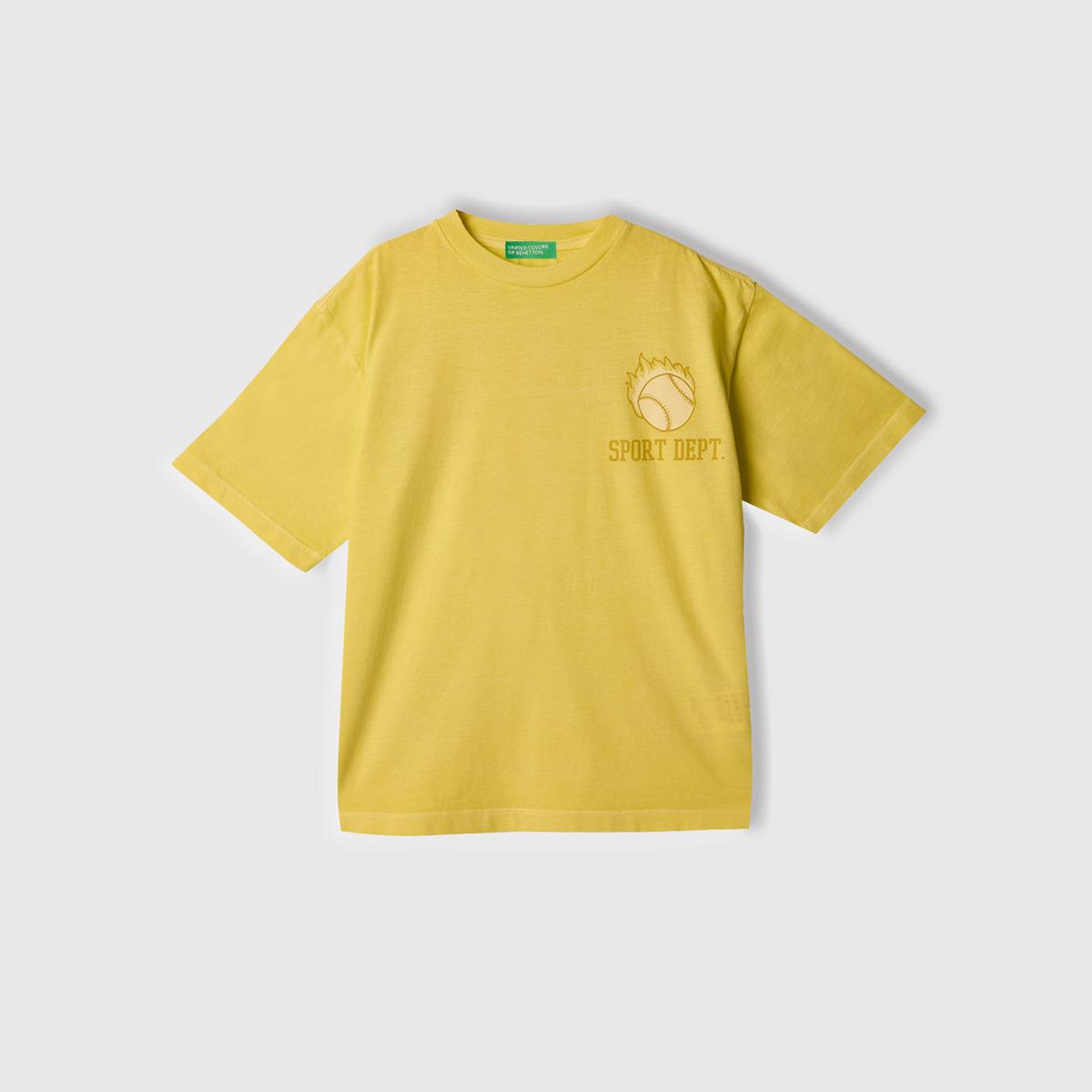 Erkek Çocuk Sarı Slogan Baskılı Soluk Efektli T-Shirt
