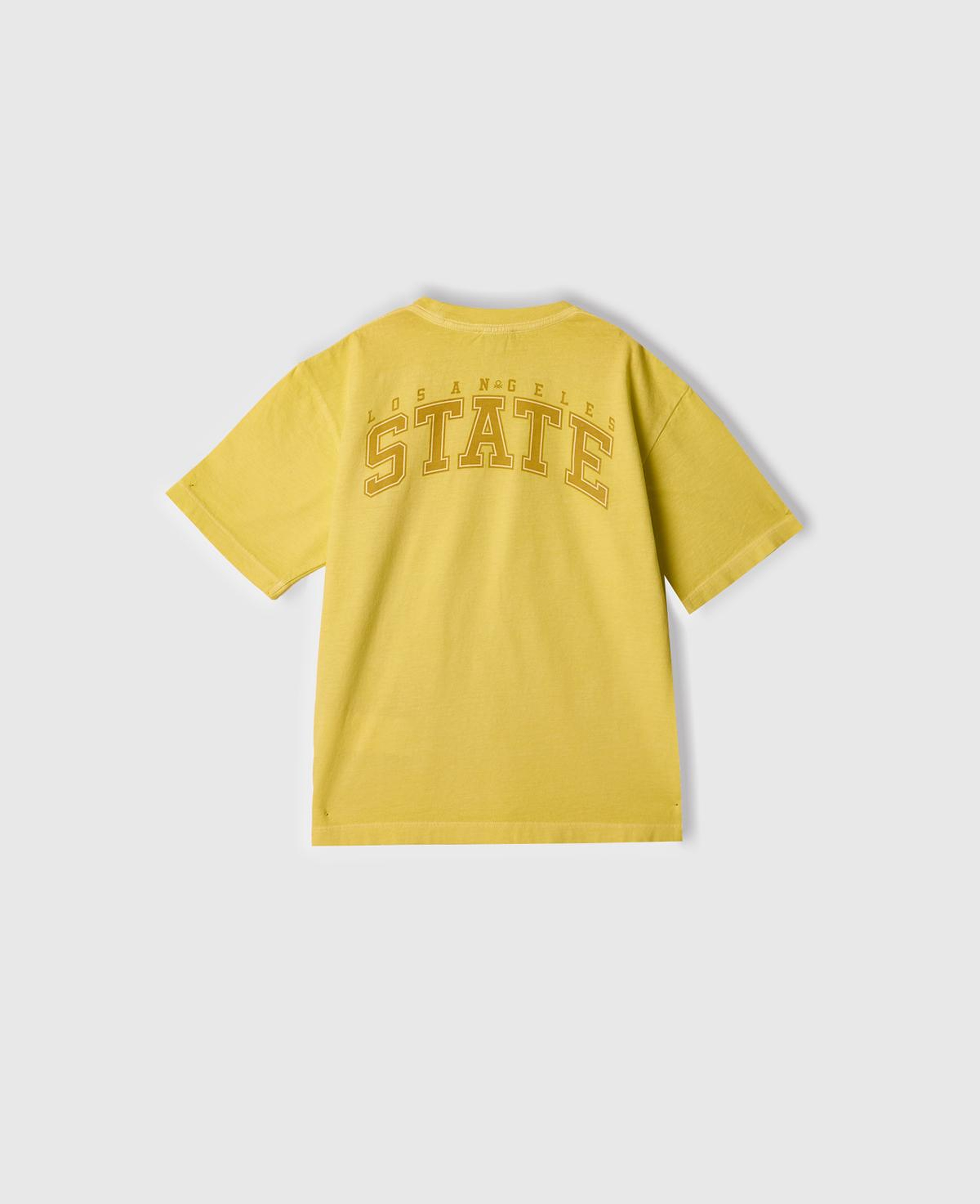 Erkek Çocuk Sarı Slogan Baskılı Soluk Efektli T-Shirt