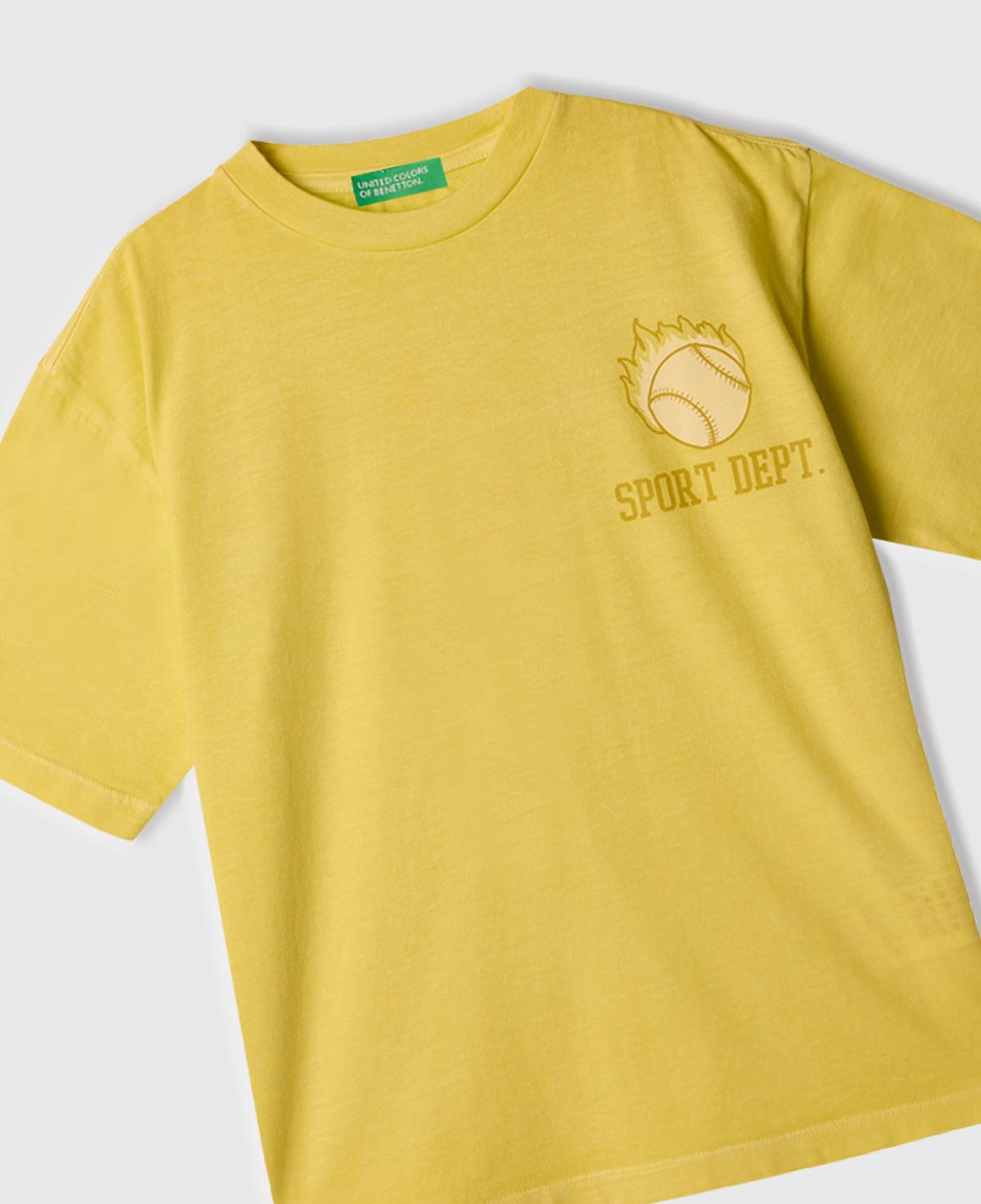 Erkek Çocuk Sarı Slogan Baskılı Soluk Efektli T-Shirt