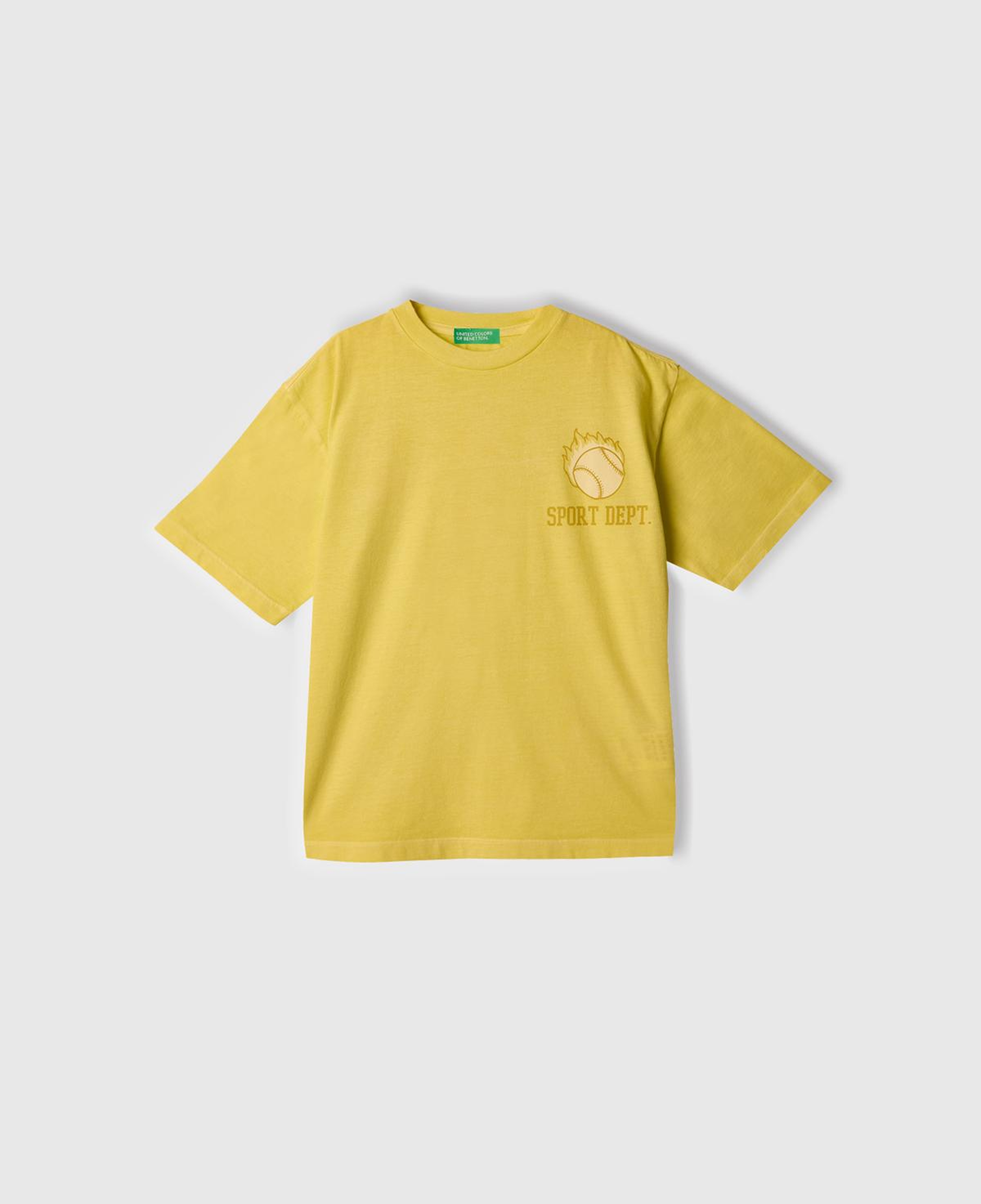 Erkek Çocuk Sarı Slogan Baskılı Soluk Efektli T-Shirt
