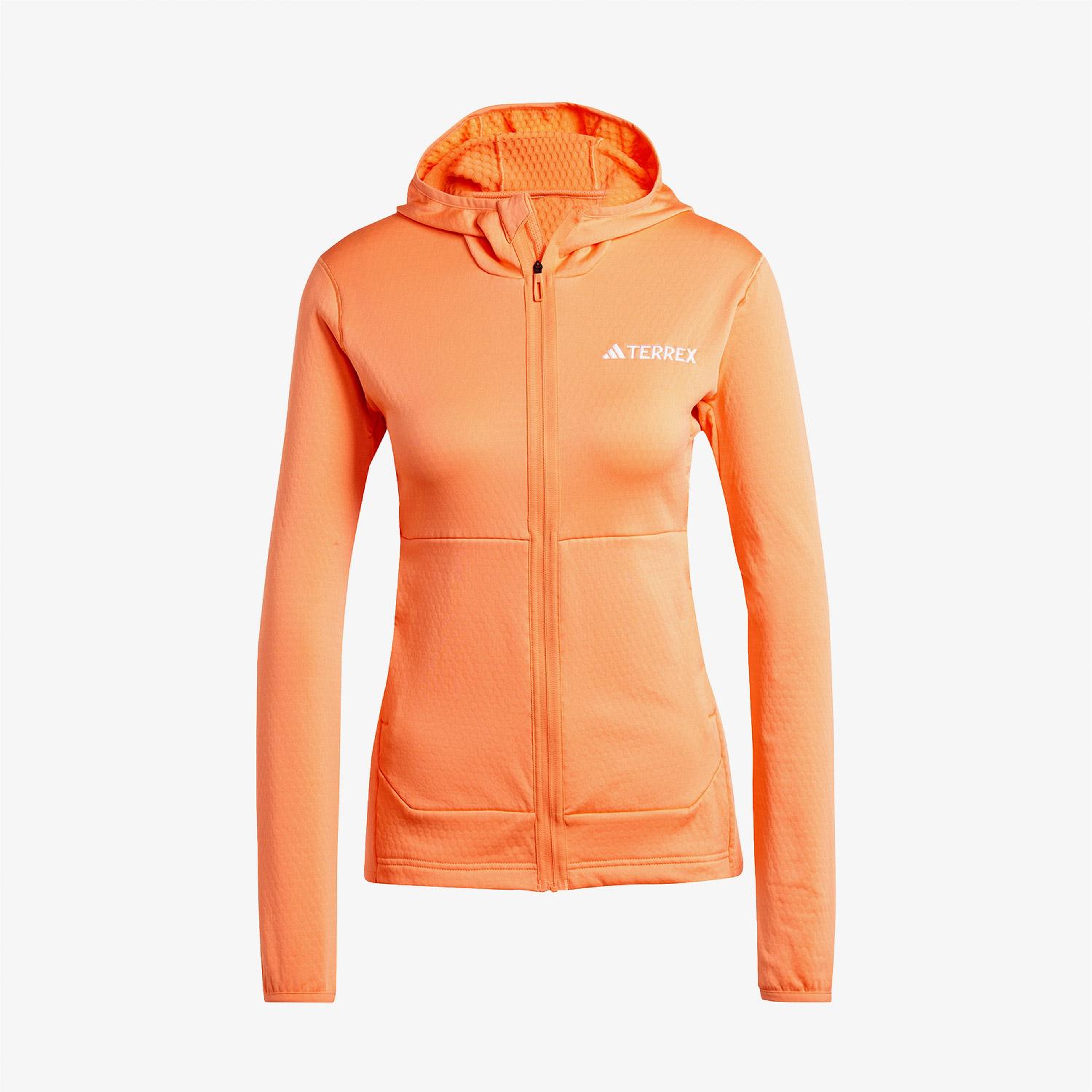 adidas Terrex Light Fleece Full Zip Kapüşonlu Kadın Turuncu Günlük Sweatshirt