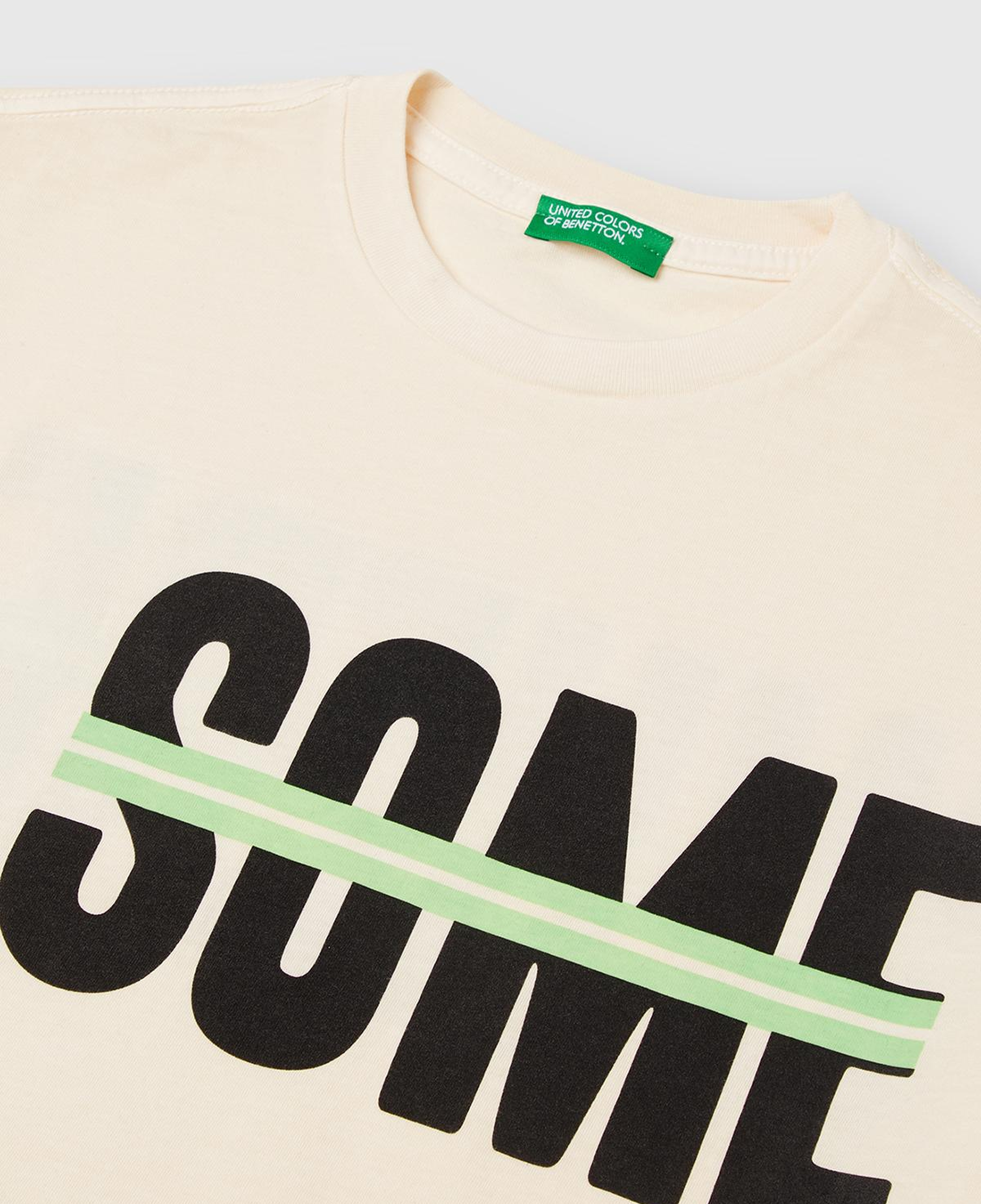 Erkek Çocuk Ekru Slogan Baskılı Soluk Efektli T-Shirt