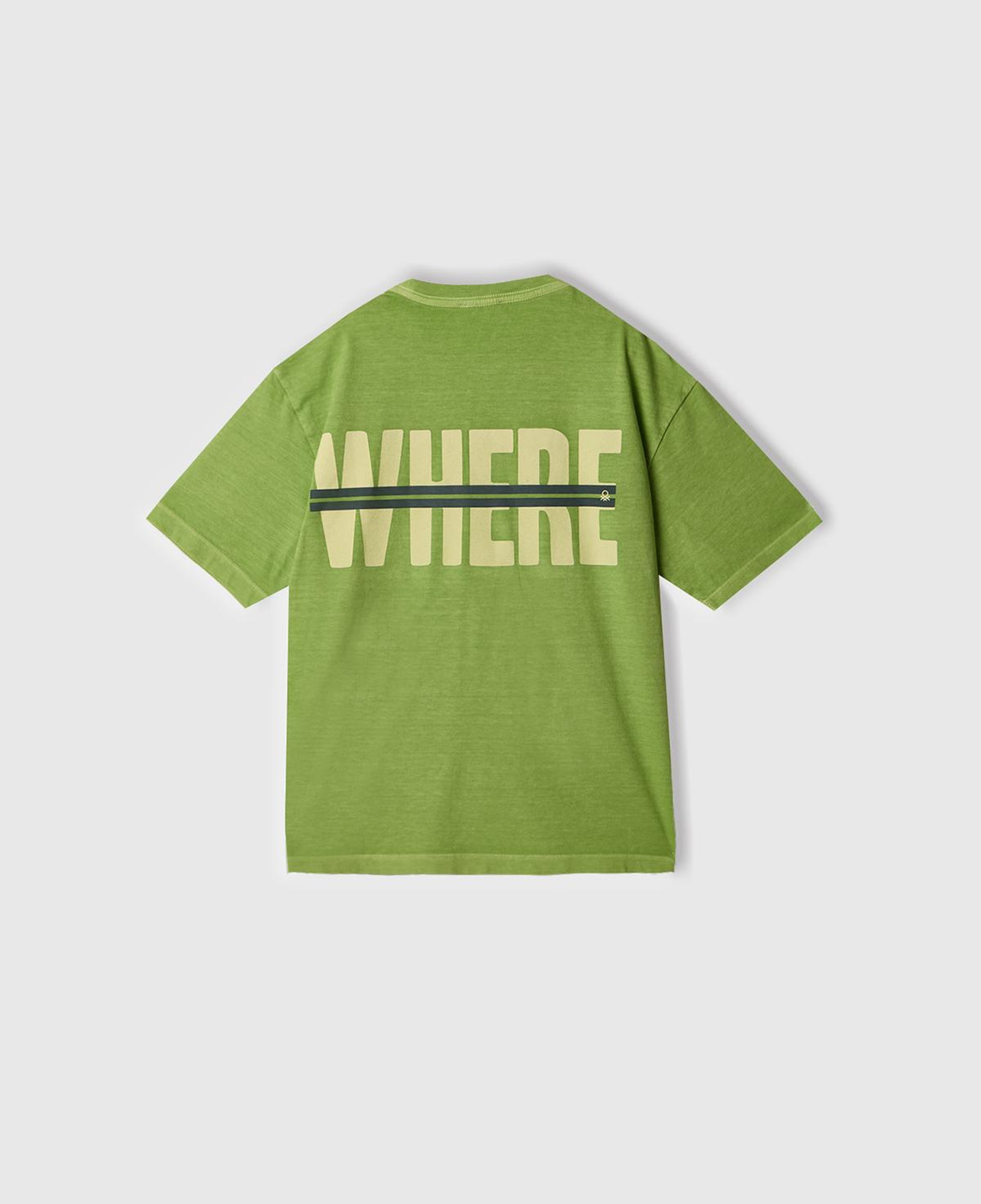 Erkek Çocuk Fıstık Yeşili Slogan Baskılı Soluk Efektli T-Shirt