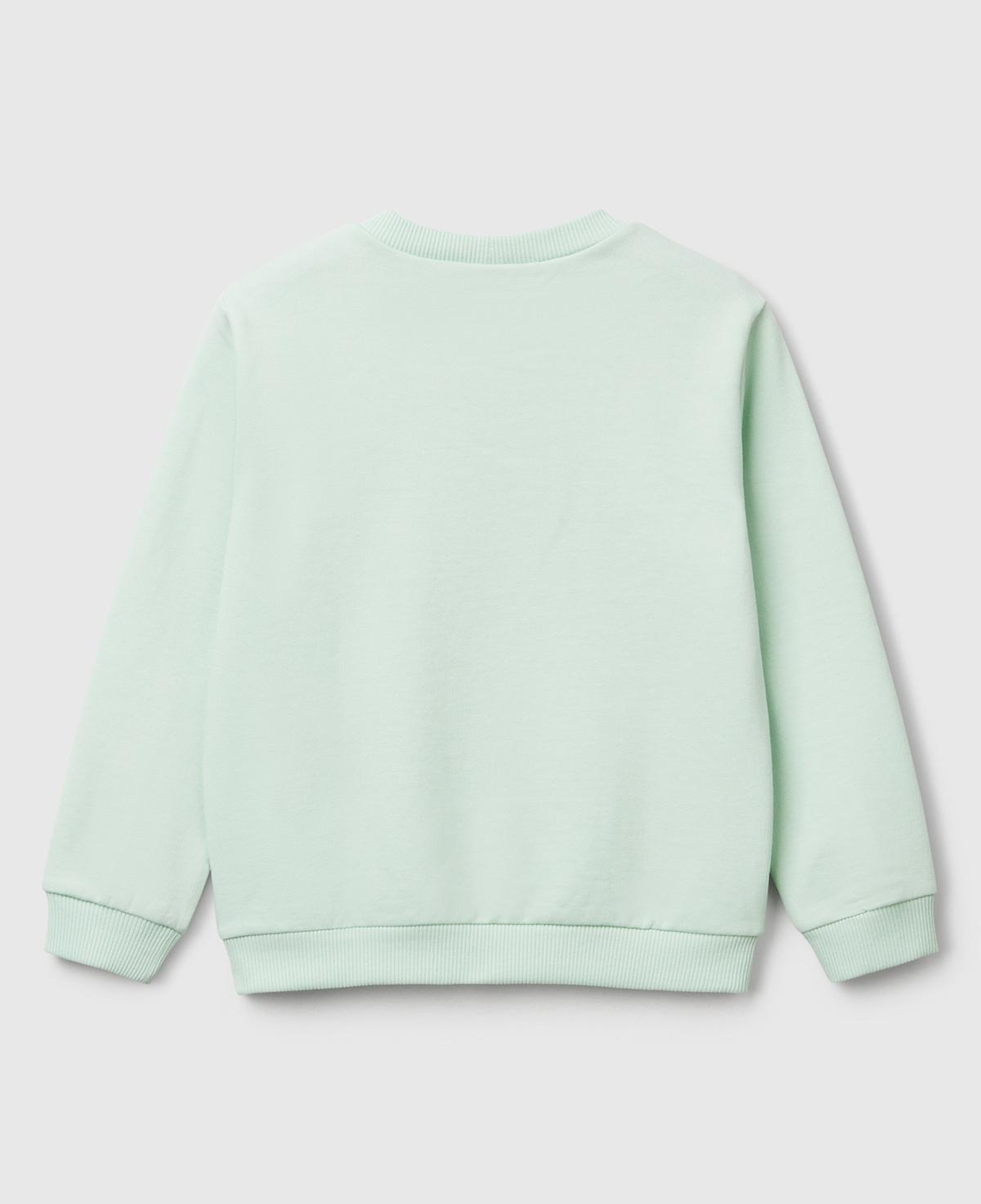 Kız Çocuk Su Yeşili Peanuts Baskılı Logo Etiketli Bisiklet Yaka Sweatshirt