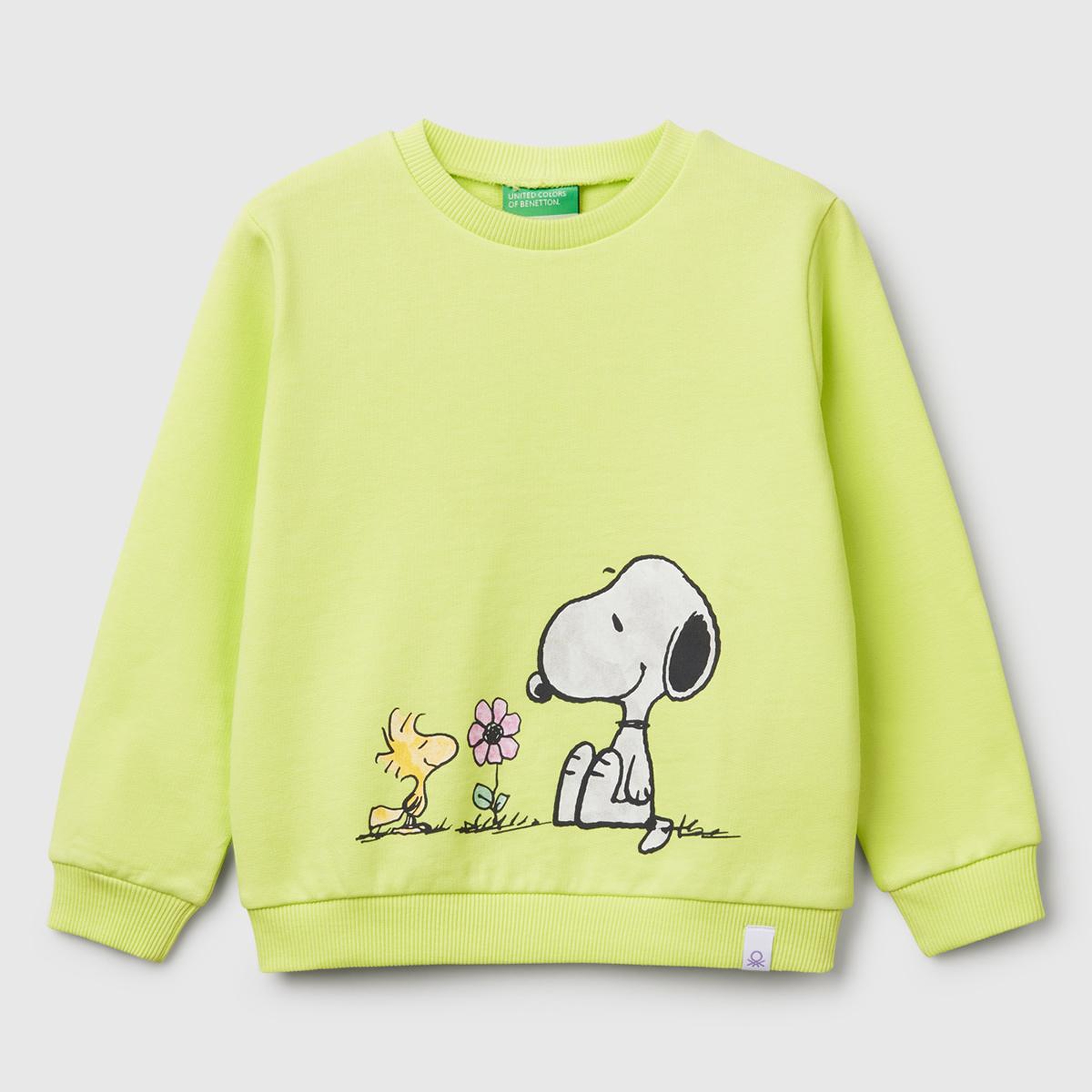 Kız Çocuk Sarı Peanuts Baskılı Logo Etiketli Bisiklet Yaka Sweatshirt
