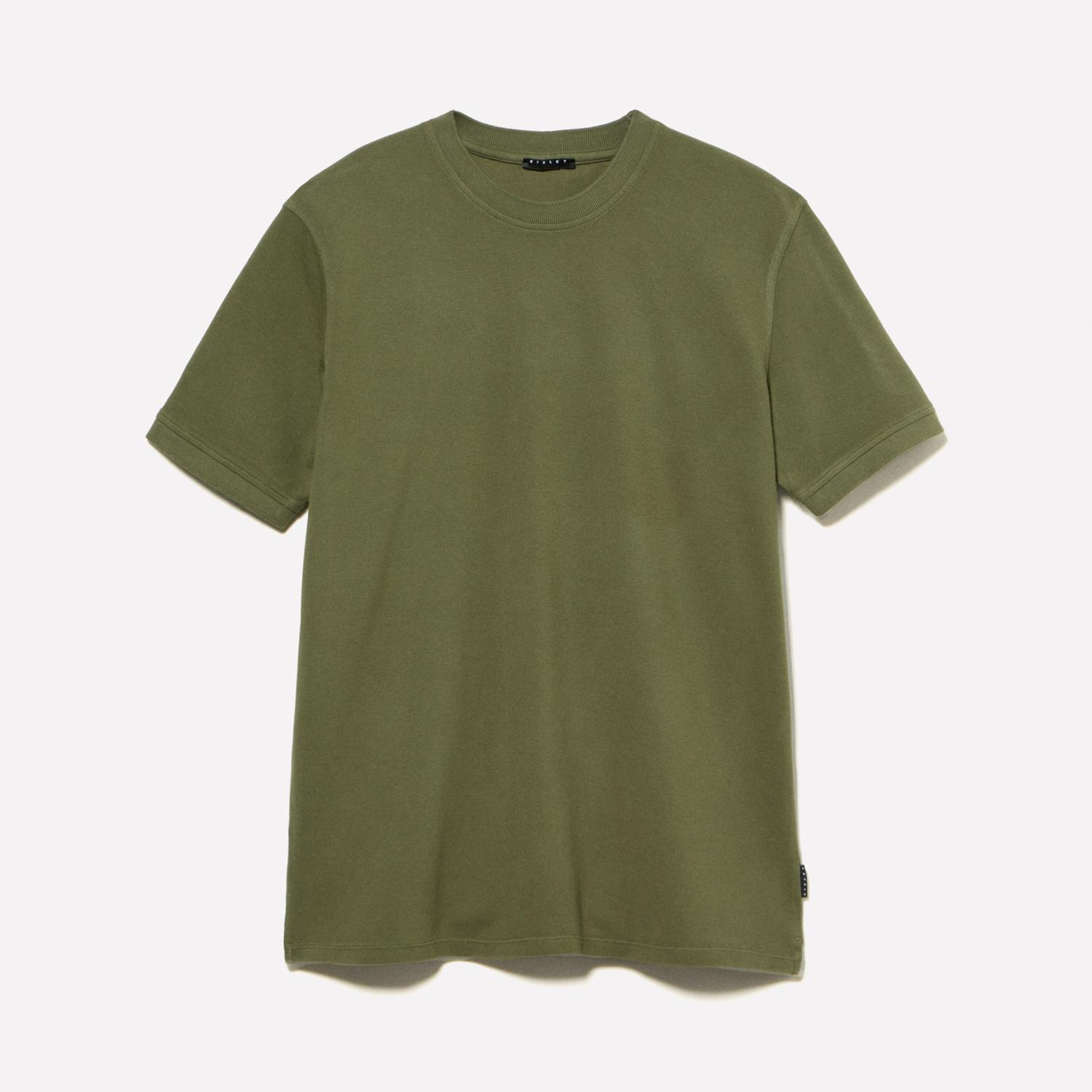 Erkek Asker Yeşili %100 Pamuk Bisiklet Yaka Regular Fit T-Shirt