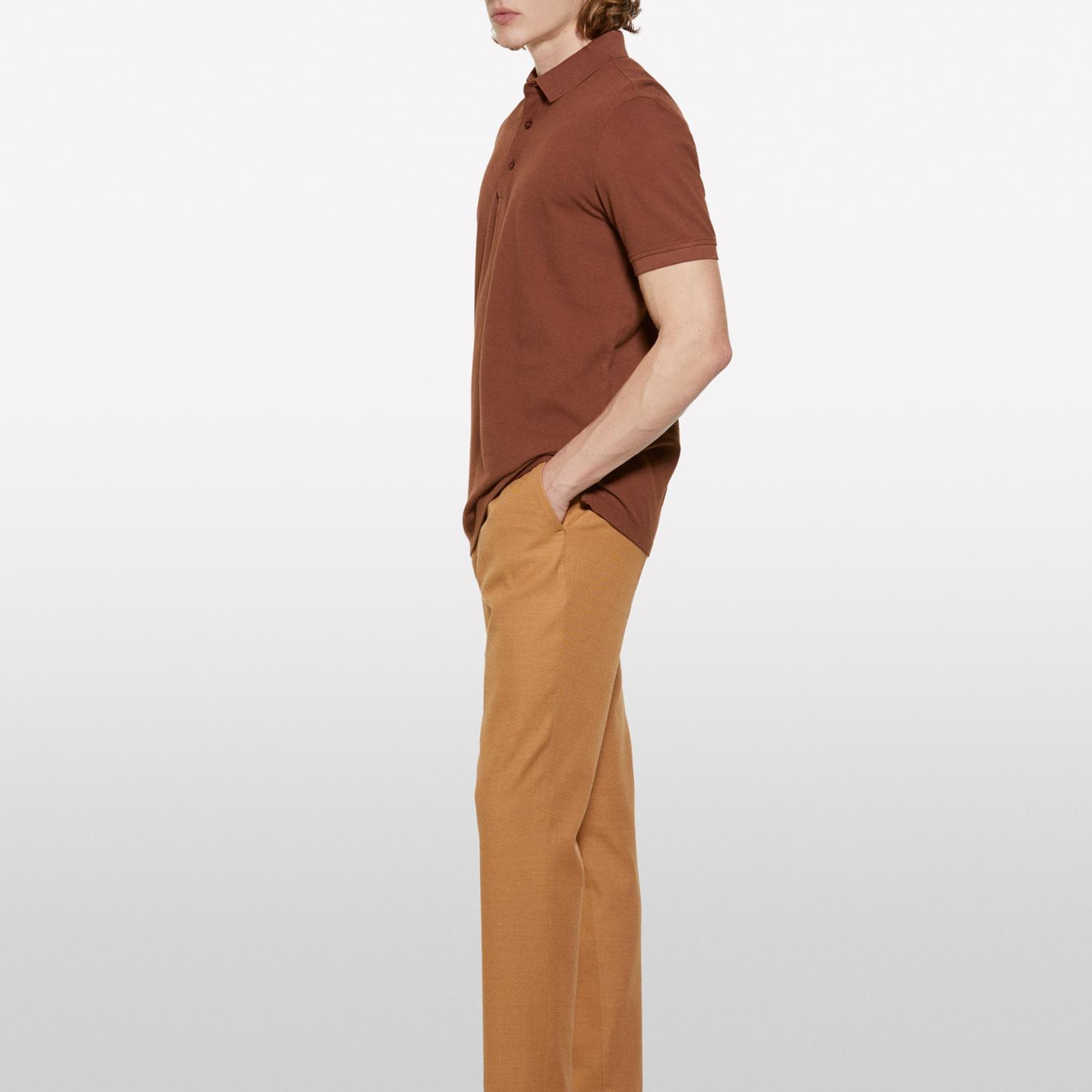 Erkek Kahverengi %100 Pamuk Regular Fit Polo T-Shirt