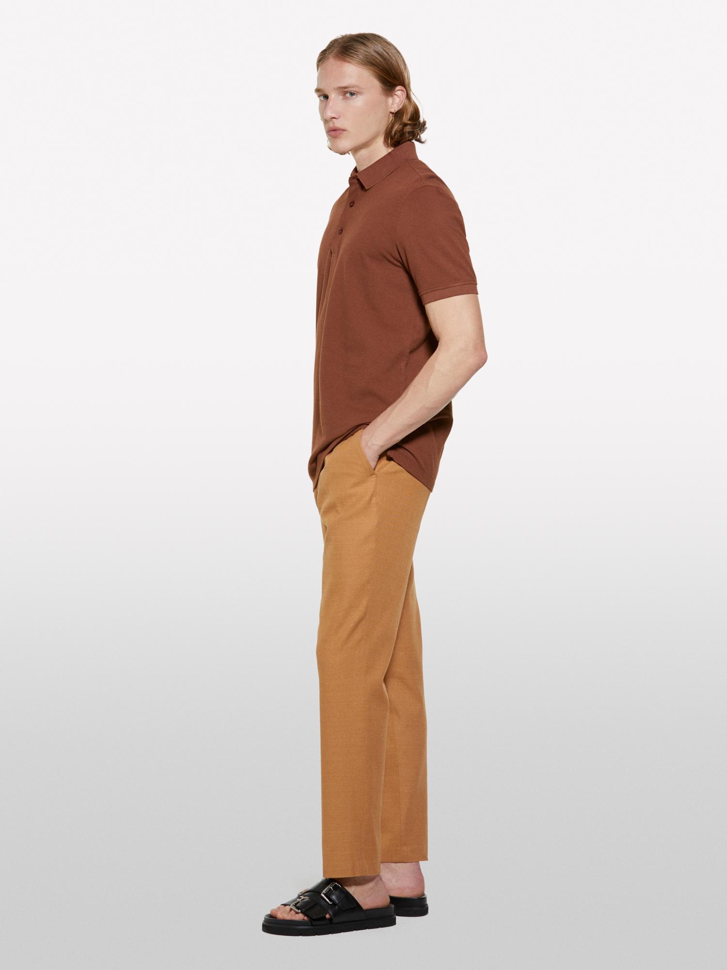 Erkek Kahverengi %100 Pamuk Regular Fit Polo T-Shirt