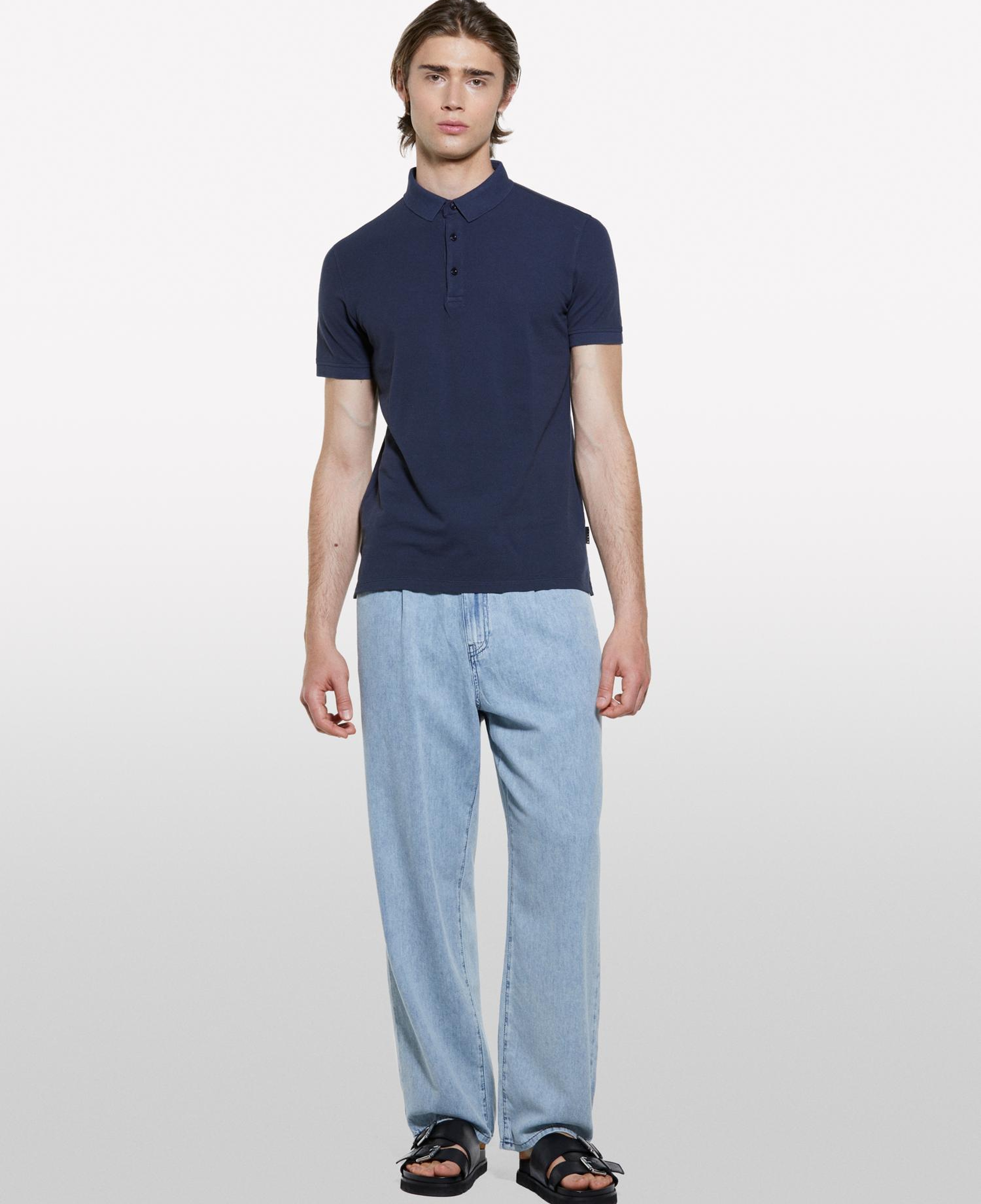 Erkek Koyu Lacivert %100 Pamuk Regular Fit Polo T-Shirt
