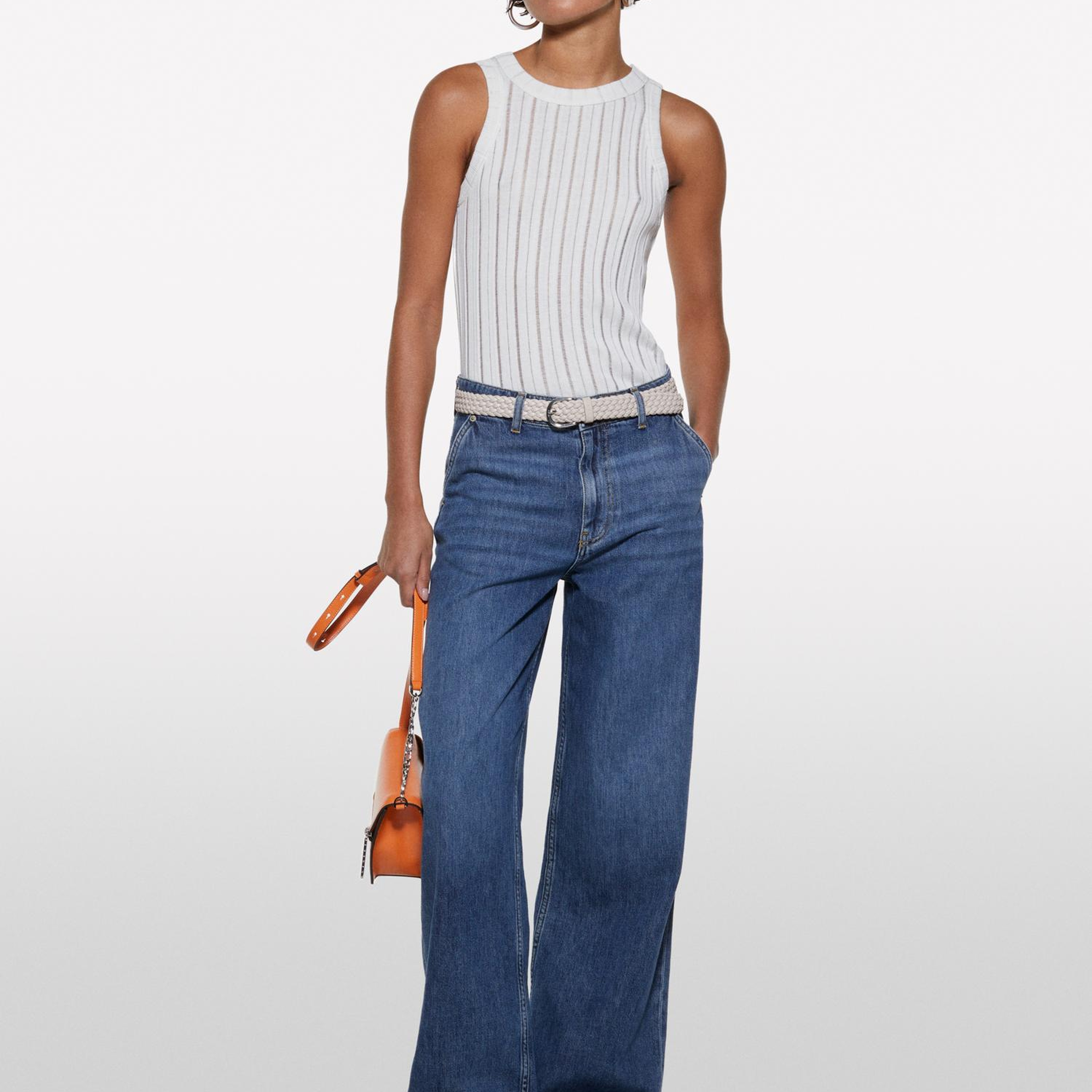 Kadın Kırık Beyaz Viskoz Karışımlı Halter Yaka Slim Fit Atlet