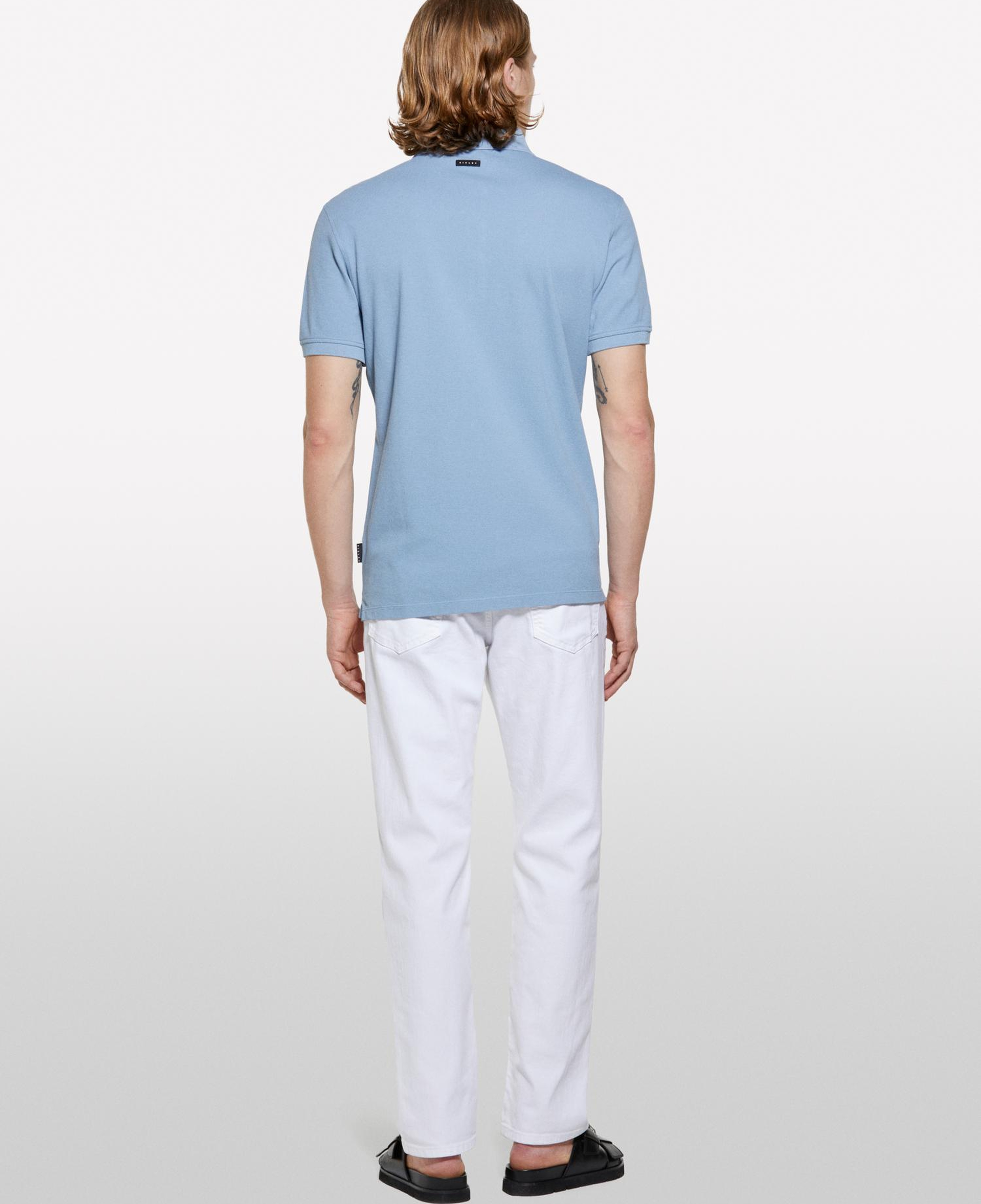 Erkek Havacı Mavi %100 Pamuk Regular Fit Polo T-Shirt