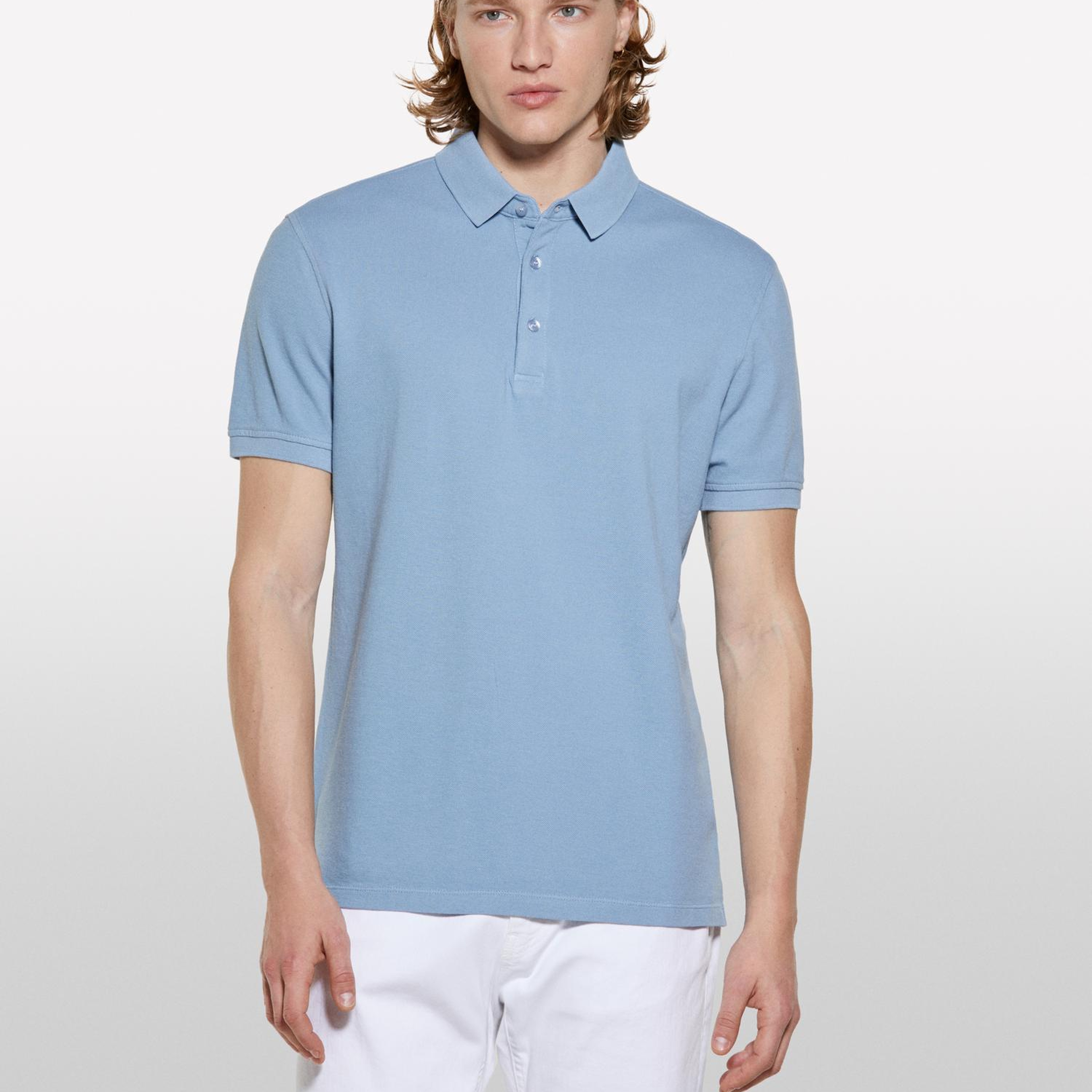 Erkek Havacı Mavi %100 Pamuk Regular Fit Polo T-Shirt