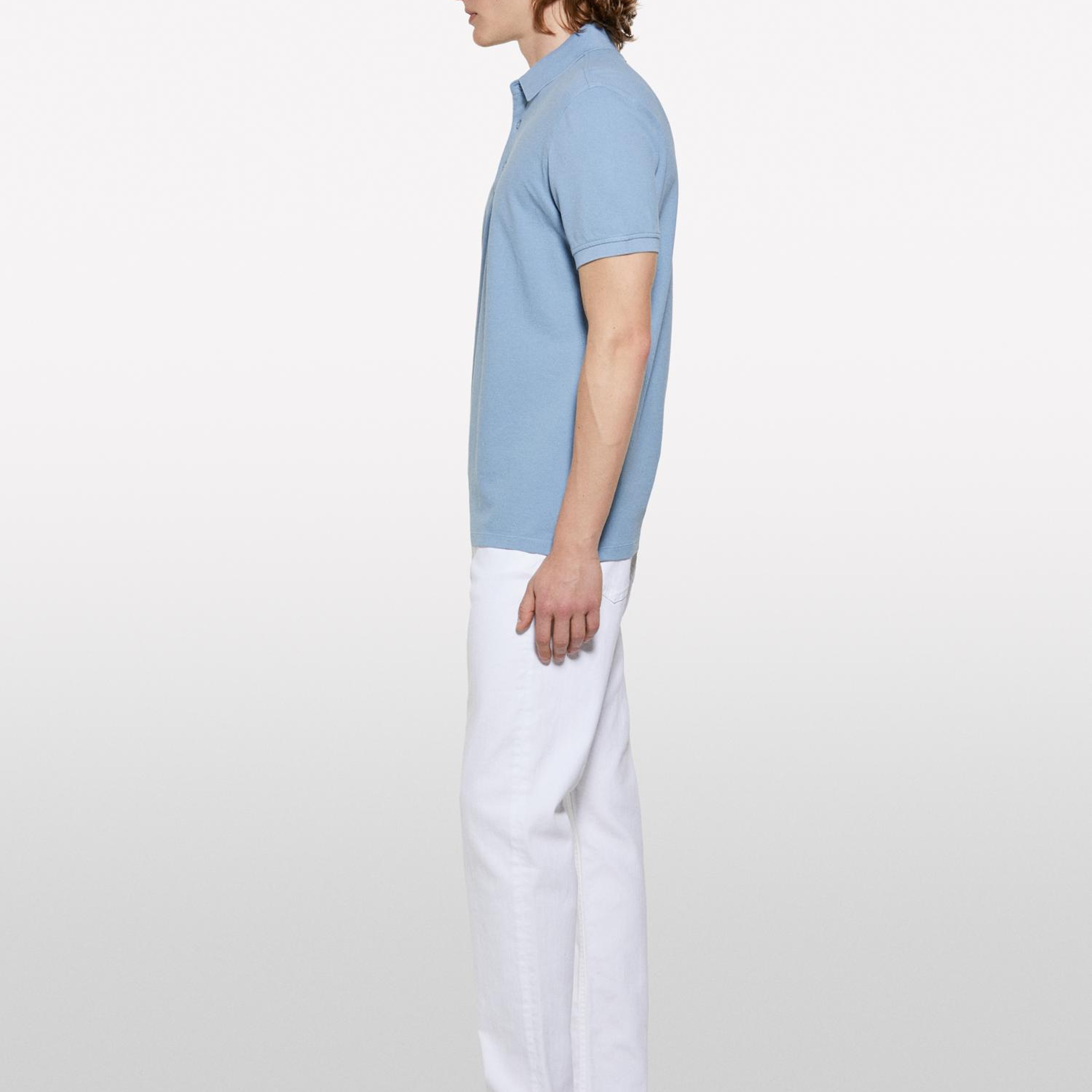 Erkek Havacı Mavi %100 Pamuk Regular Fit Polo T-Shirt
