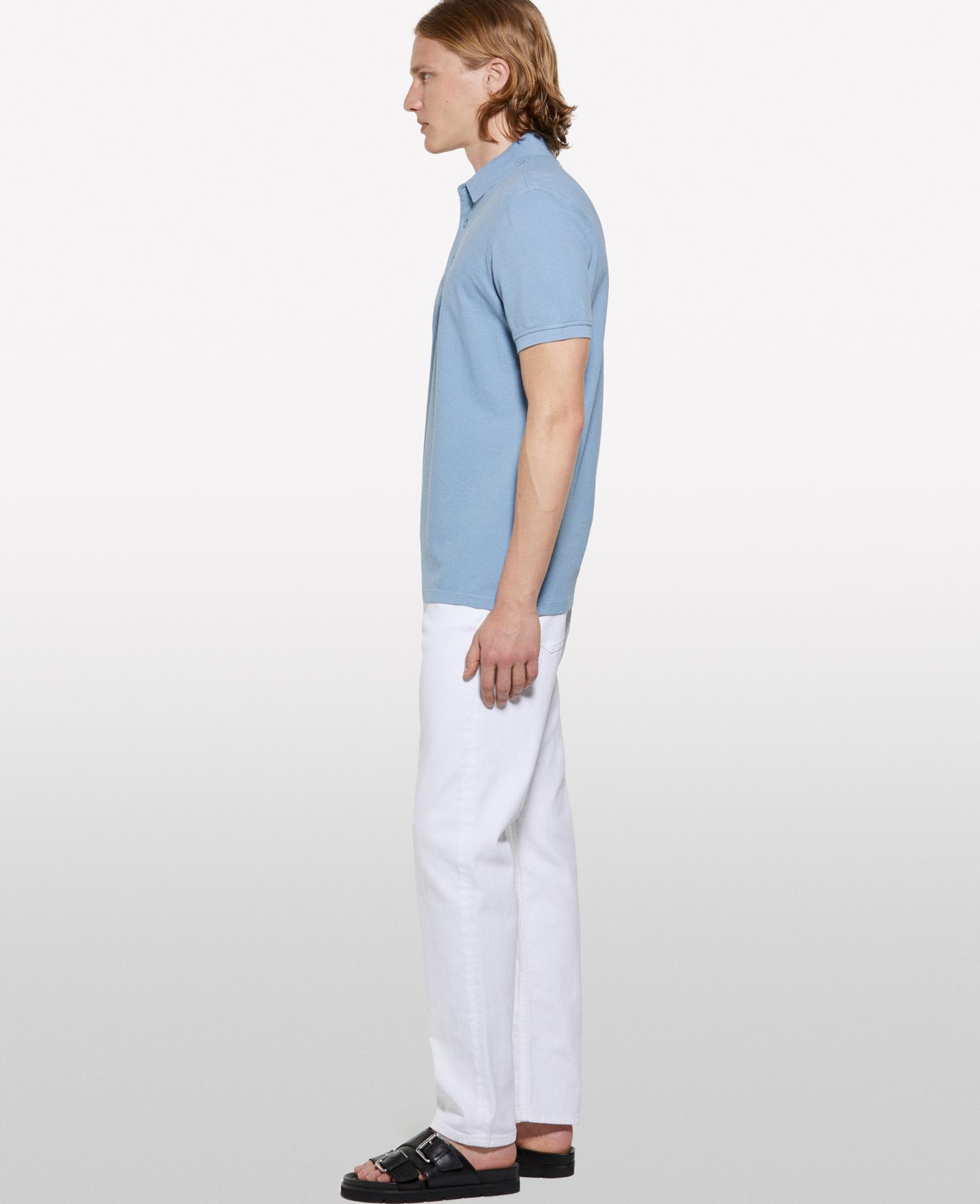 Erkek Havacı Mavi %100 Pamuk Regular Fit Polo T-Shirt