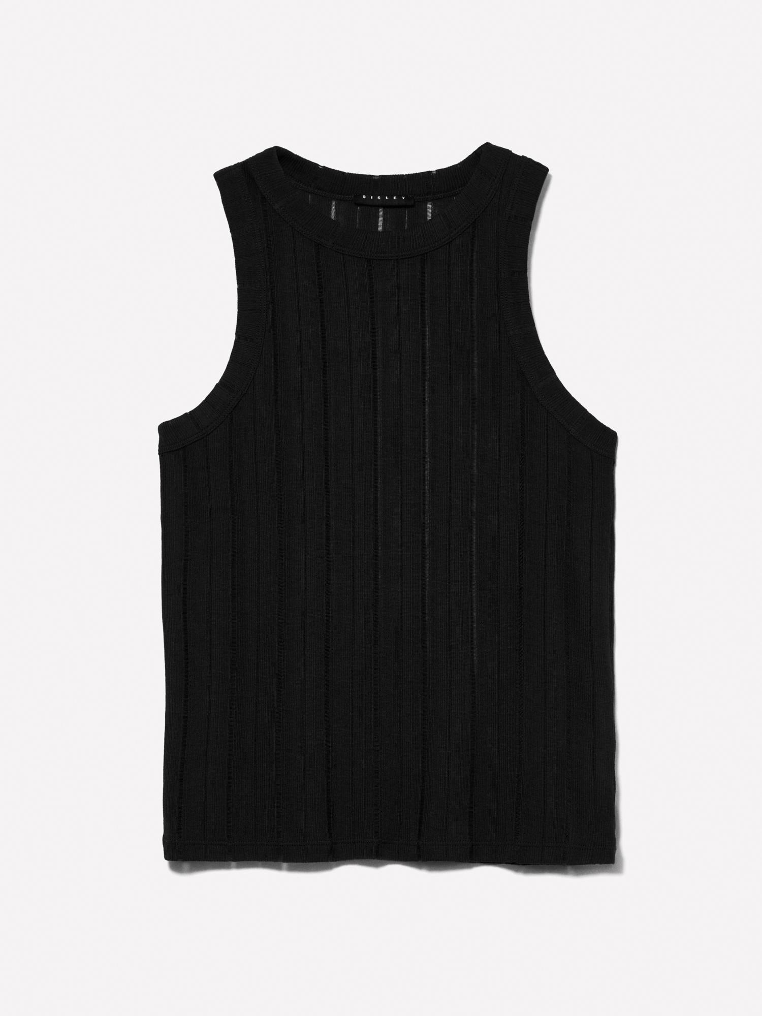 Kadın Siyah Viskoz Karışımlı Halter Yaka Slim Fit Atlet