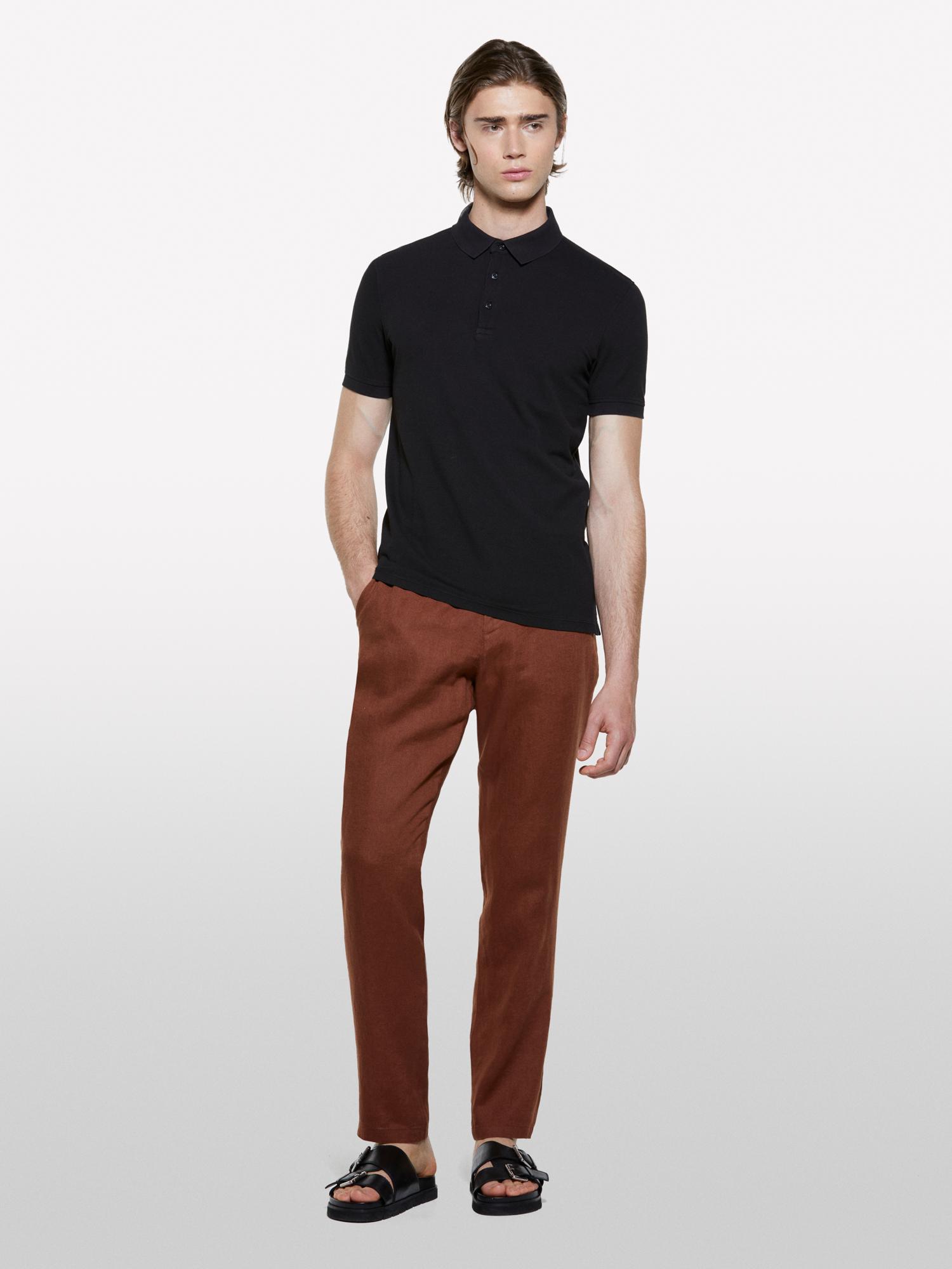 Erkek Siyah %100 Pamuk Regular Fit Polo T-Shirt