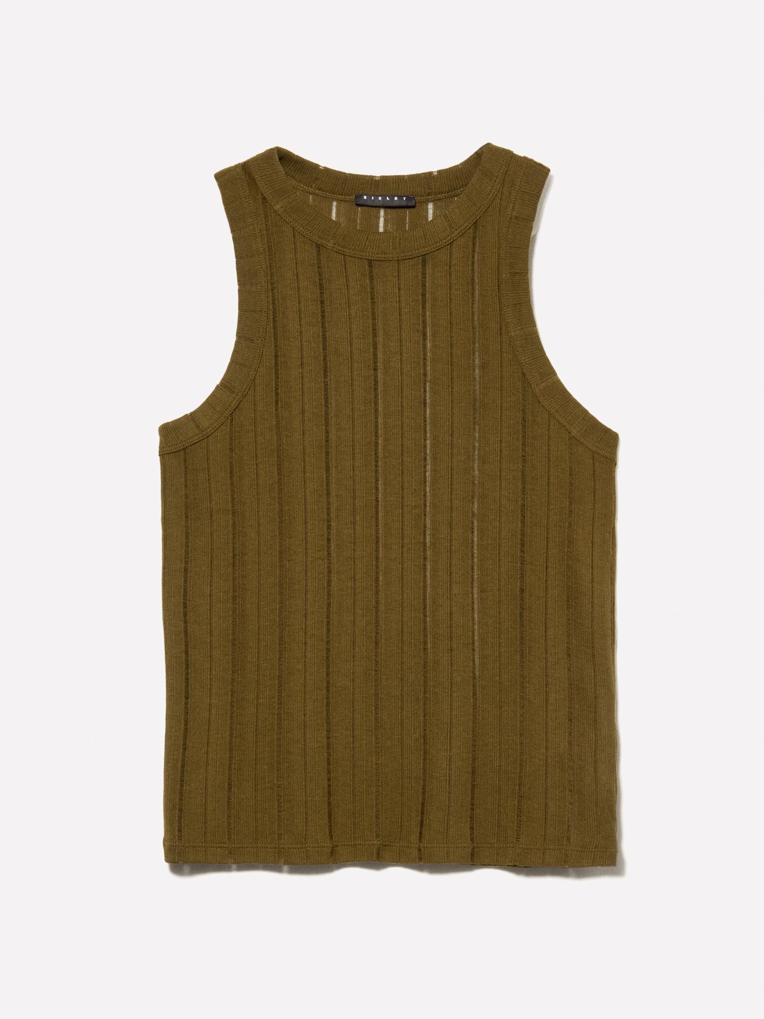Kadın Koyu Haki Viskoz Karışımlı Halter Yaka Slim Fit Atlet