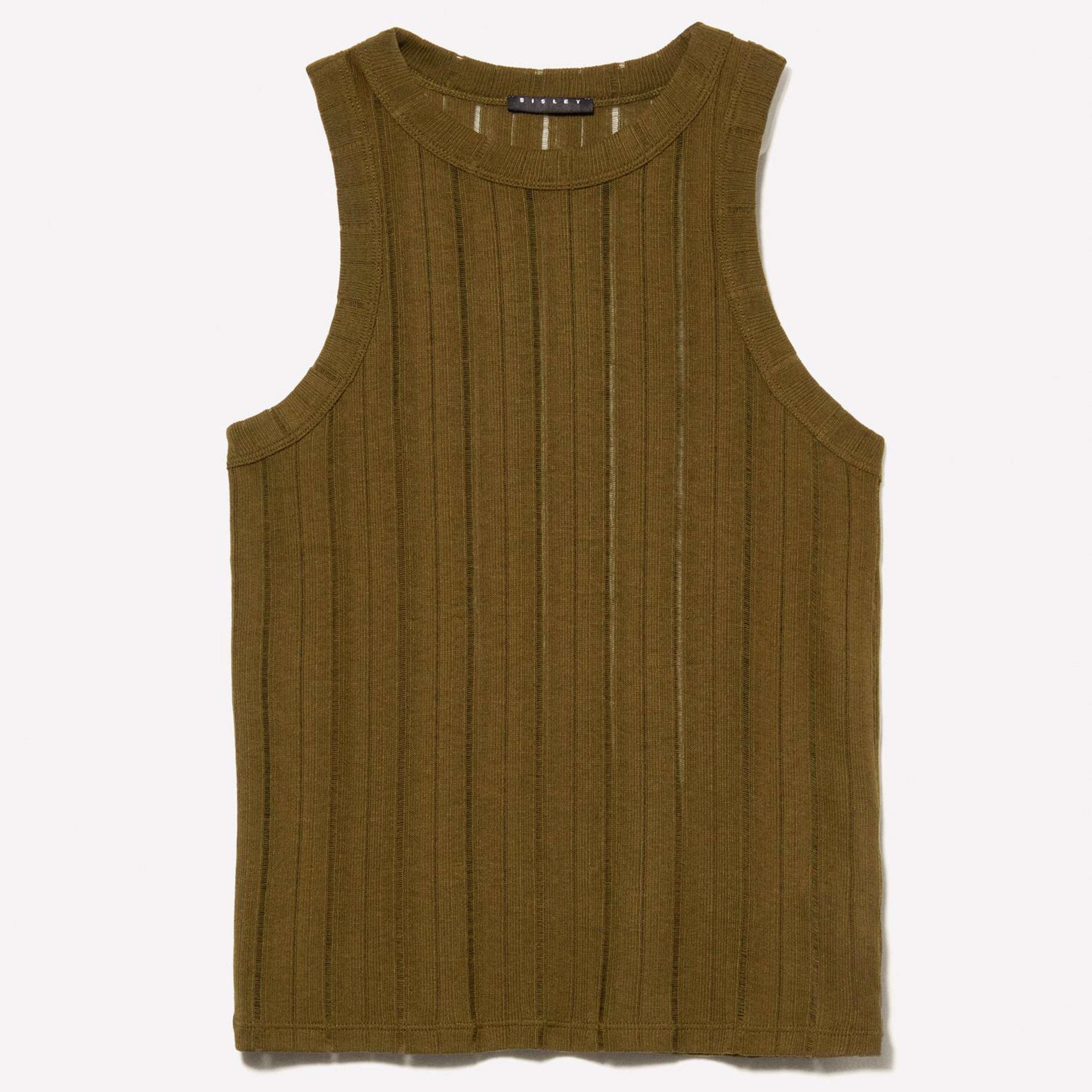 Kadın Koyu Haki Viskoz Karışımlı Halter Yaka Slim Fit Atlet