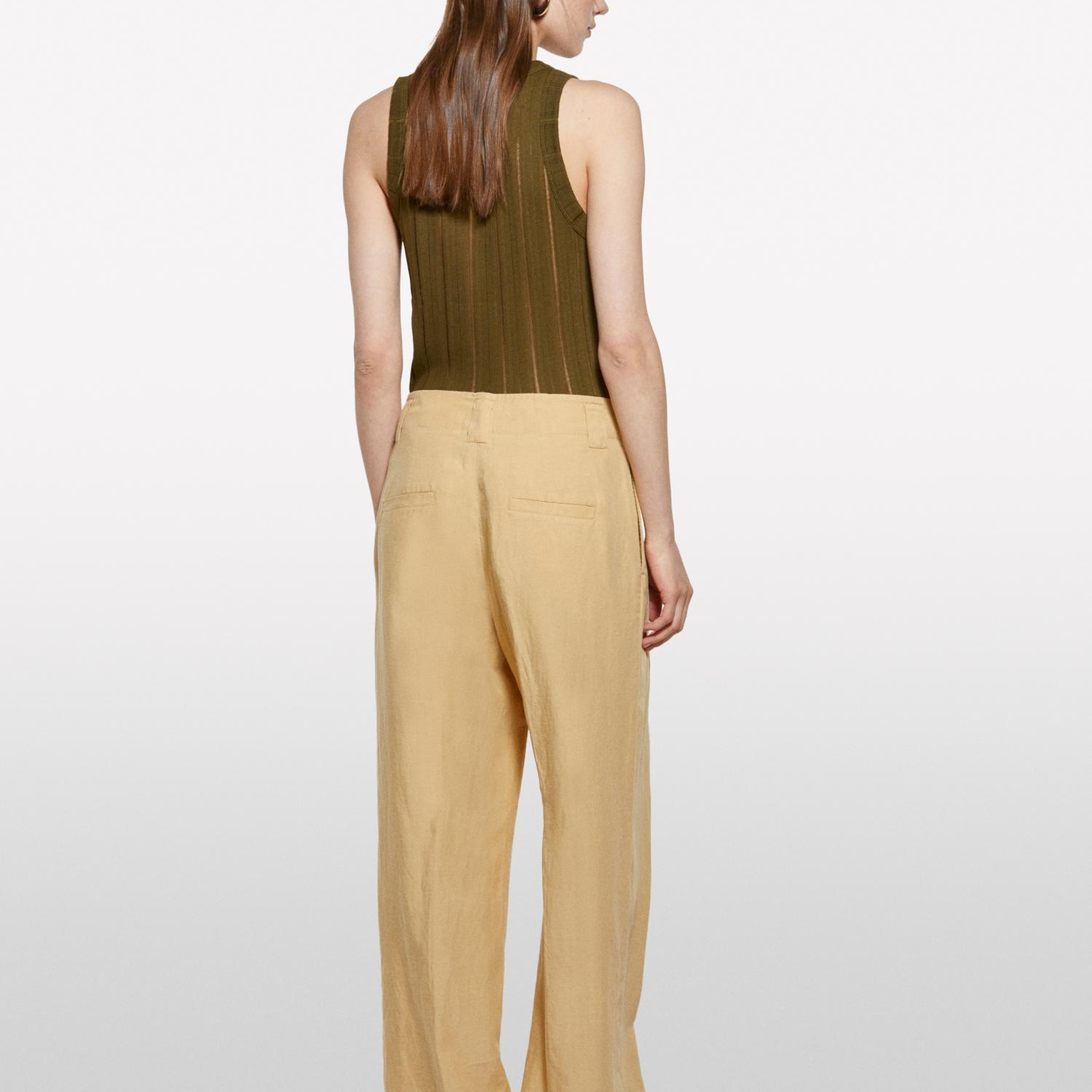 Kadın Koyu Haki Viskoz Karışımlı Halter Yaka Slim Fit Atlet