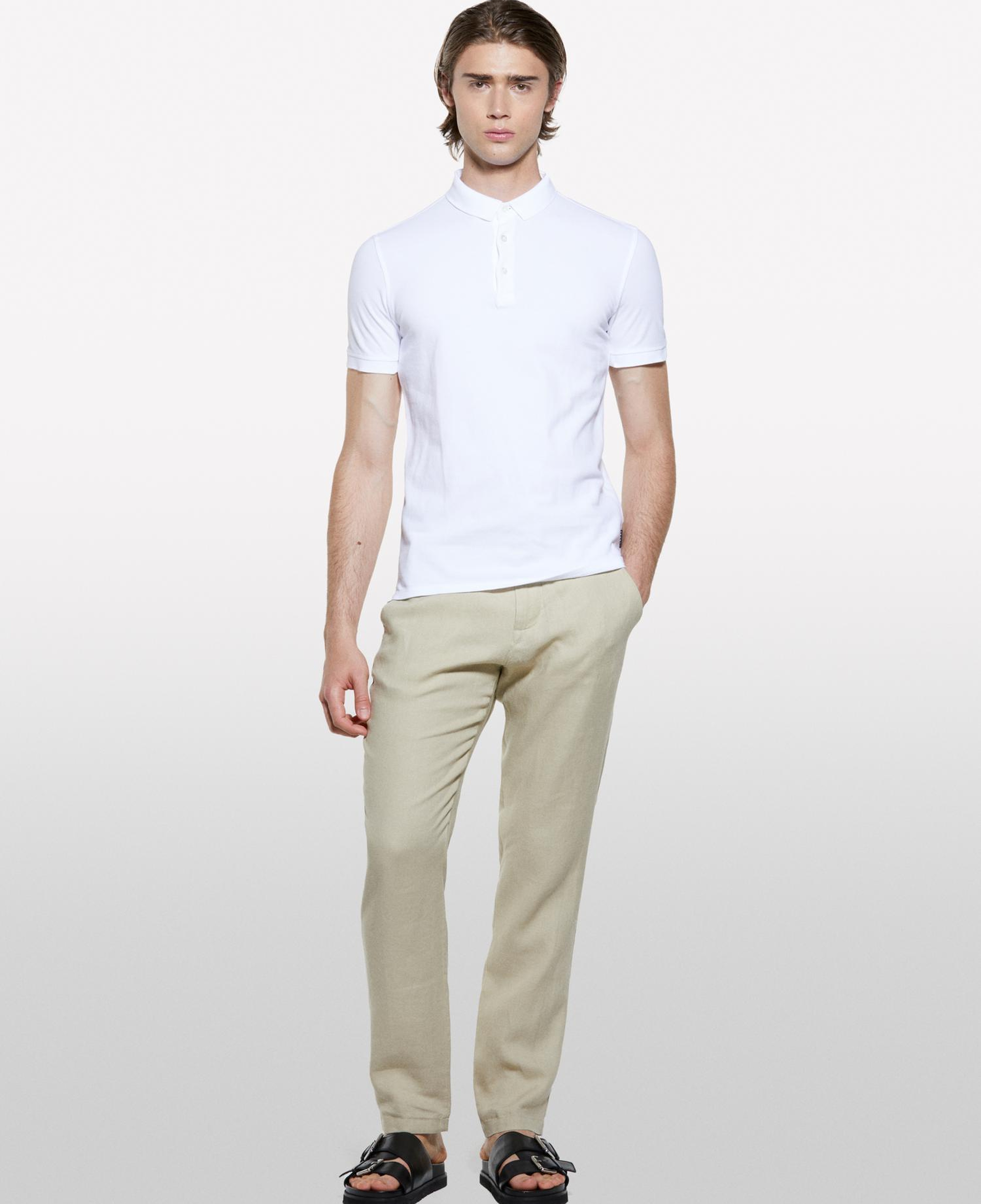 Erkek Beyaz %100 Pamuk Regular Fit Polo T-Shirt
