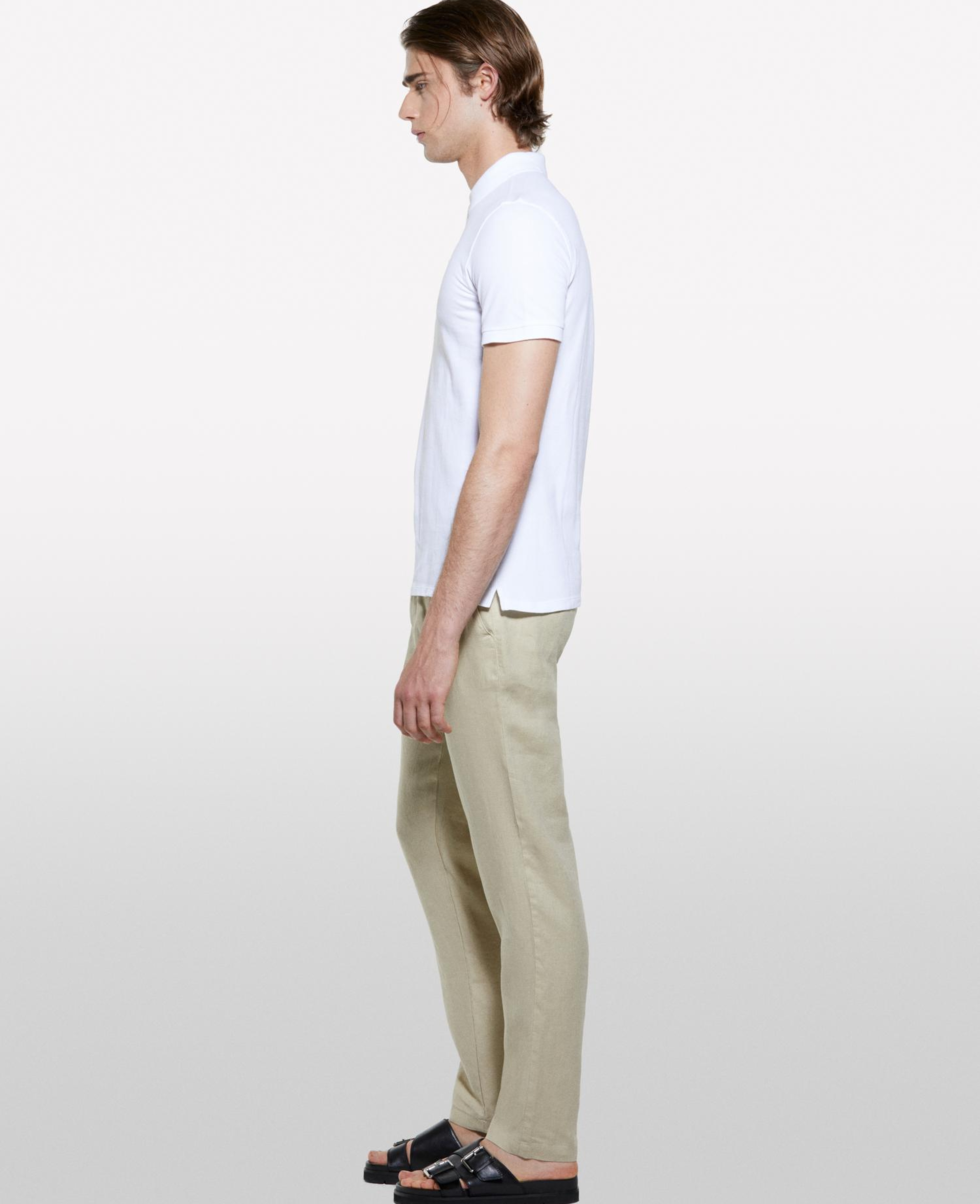 Erkek Beyaz %100 Pamuk Regular Fit Polo T-Shirt