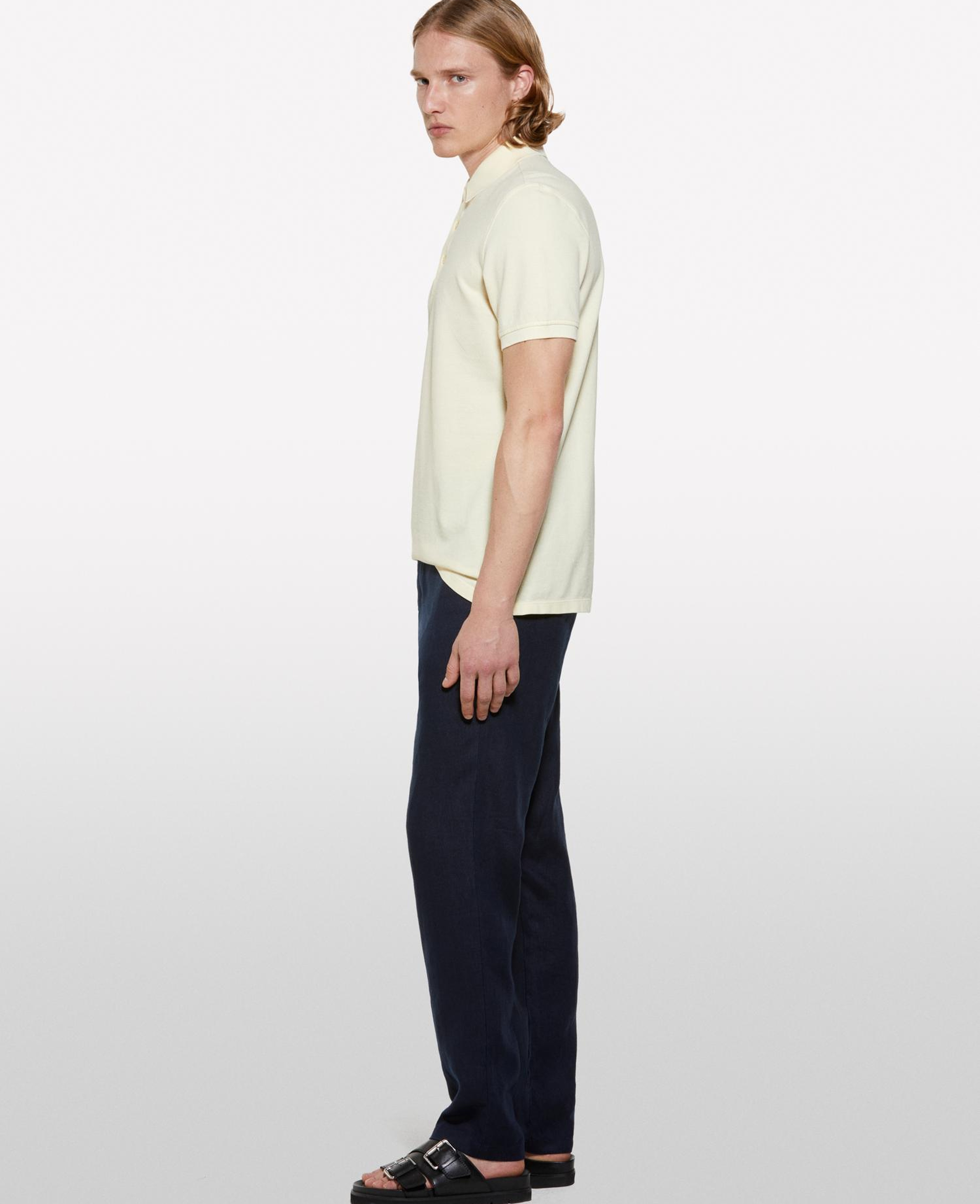 Erkek Krem %100 Pamuk Regular Fit Polo T-Shirt