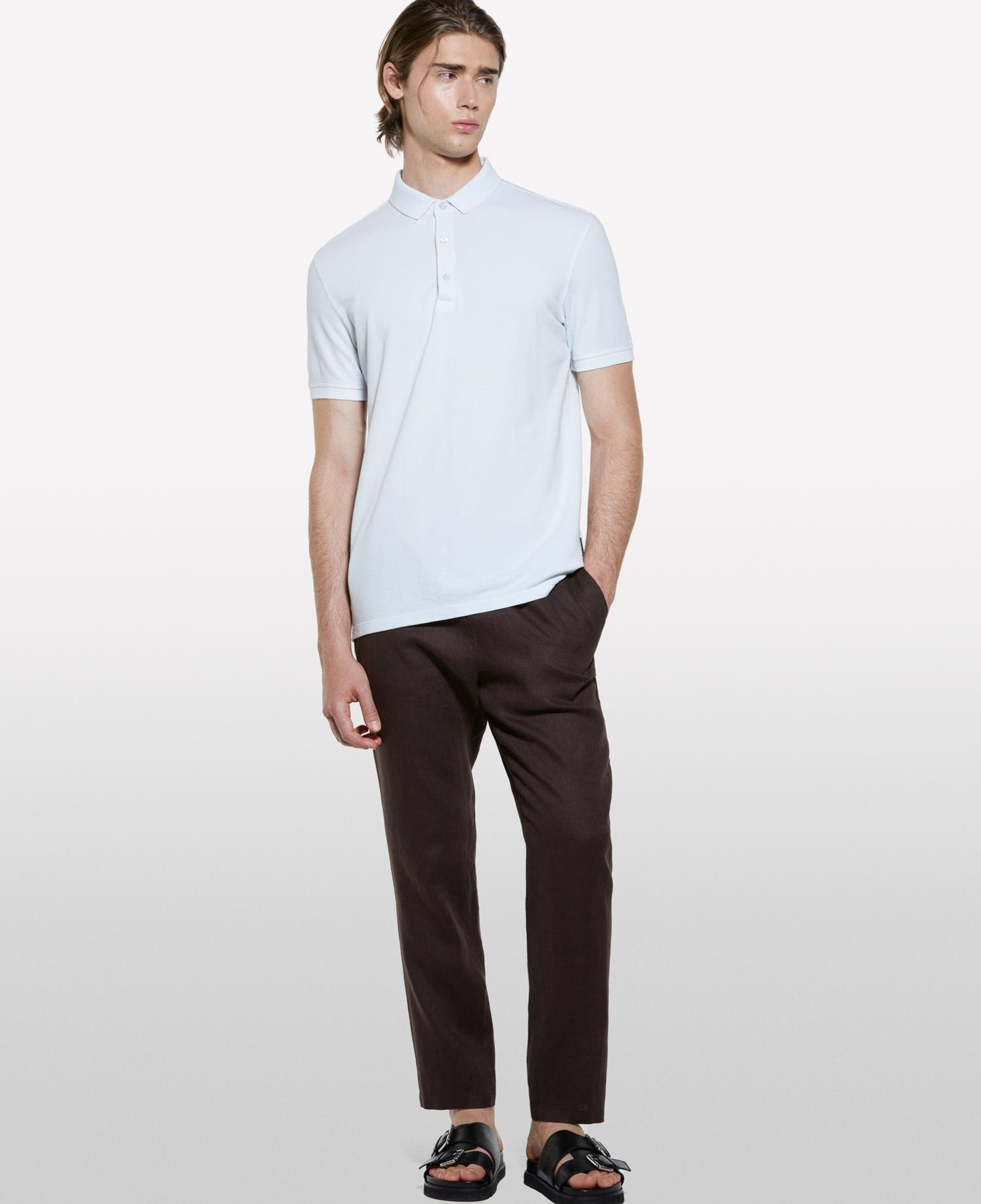 Erkek Buz Mavisi %100 Pamuk Regular Fit Polo T-Shirt