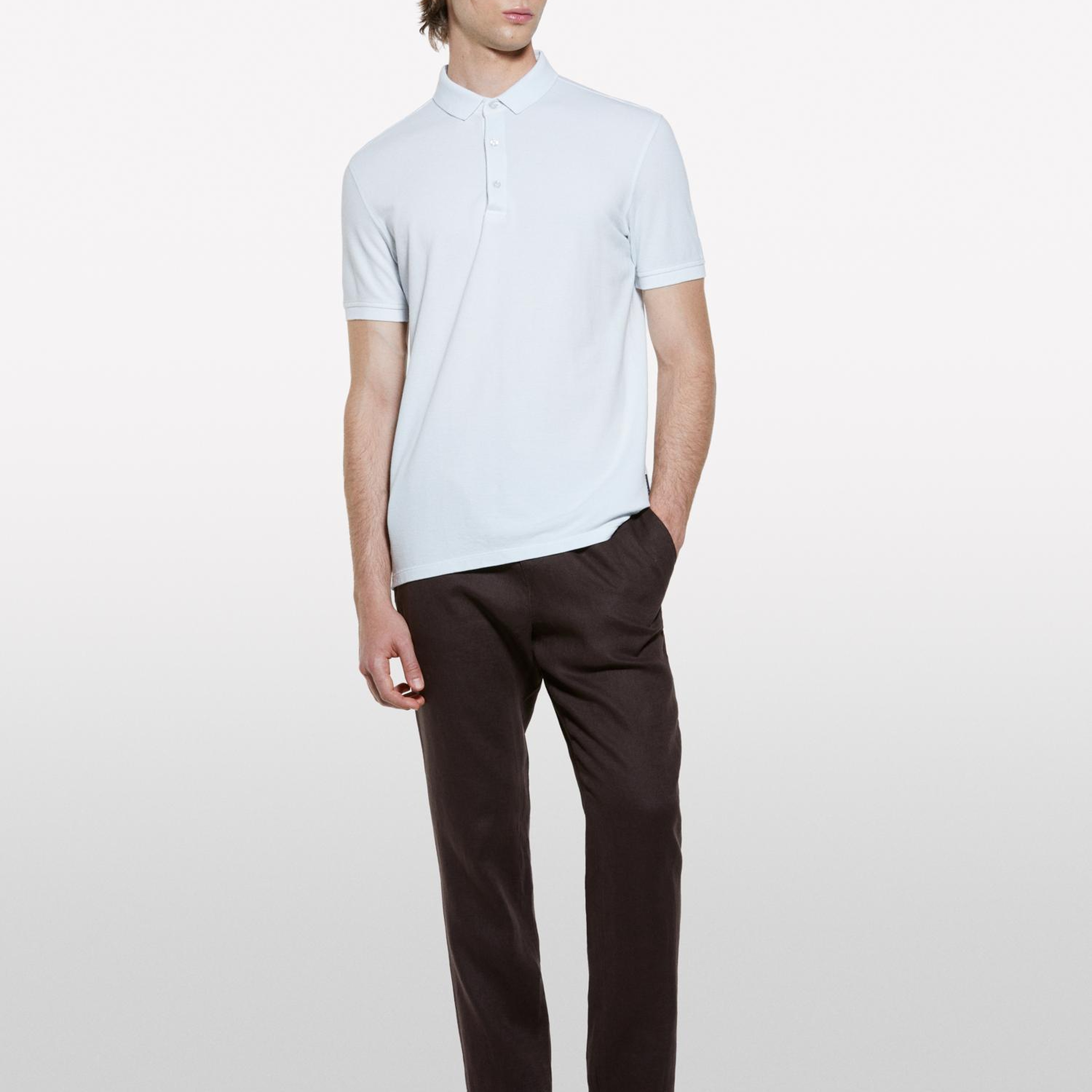 Erkek Buz Mavisi %100 Pamuk Regular Fit Polo T-Shirt