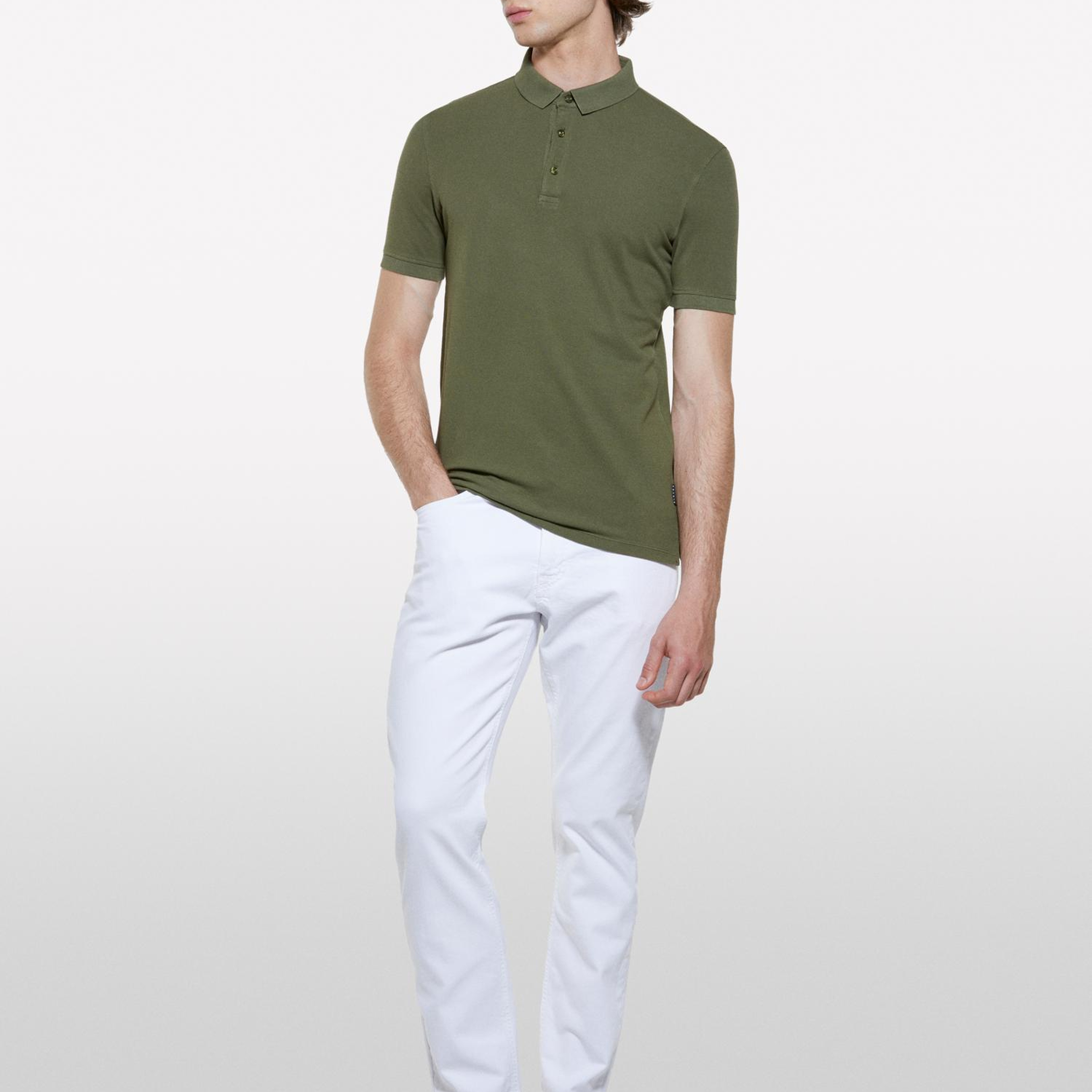 Erkek Asker Yeşili %100 Pamuk Regular Fit Polo T-Shirt