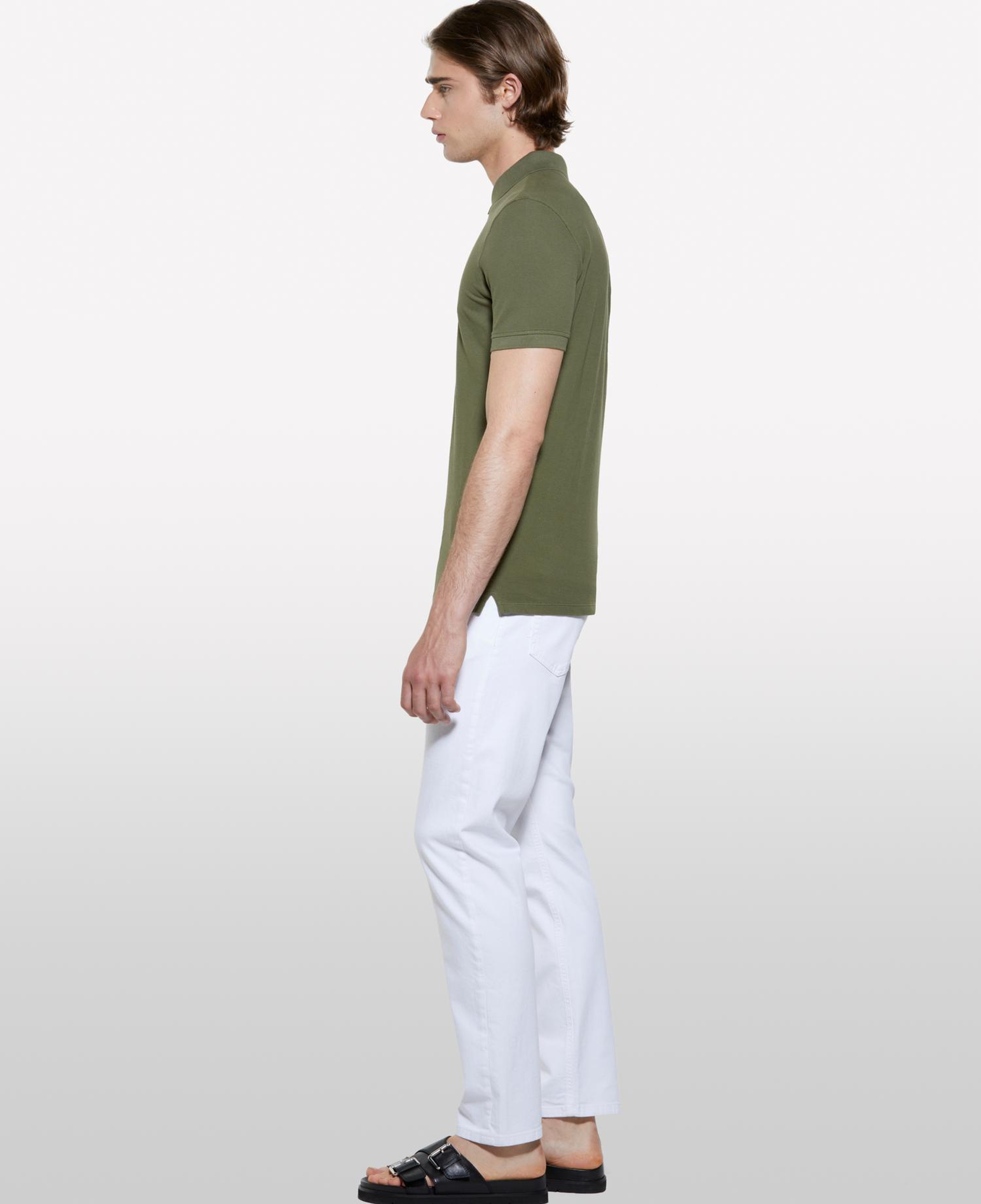 Erkek Asker Yeşili %100 Pamuk Regular Fit Polo T-Shirt