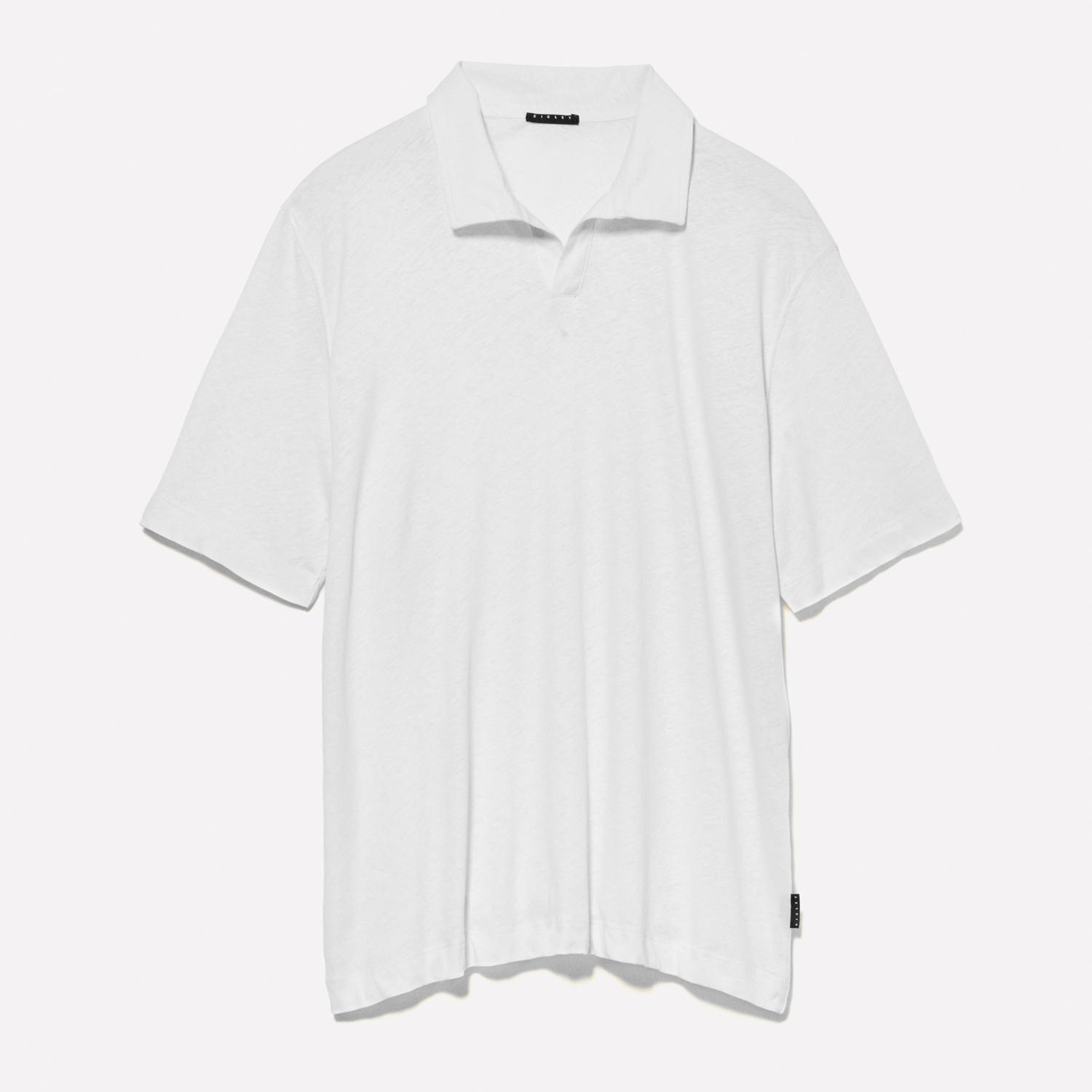 Erkek Açık Krem Keten Karışımlı Düğmesiz Regular Fit Polo T-Shirt