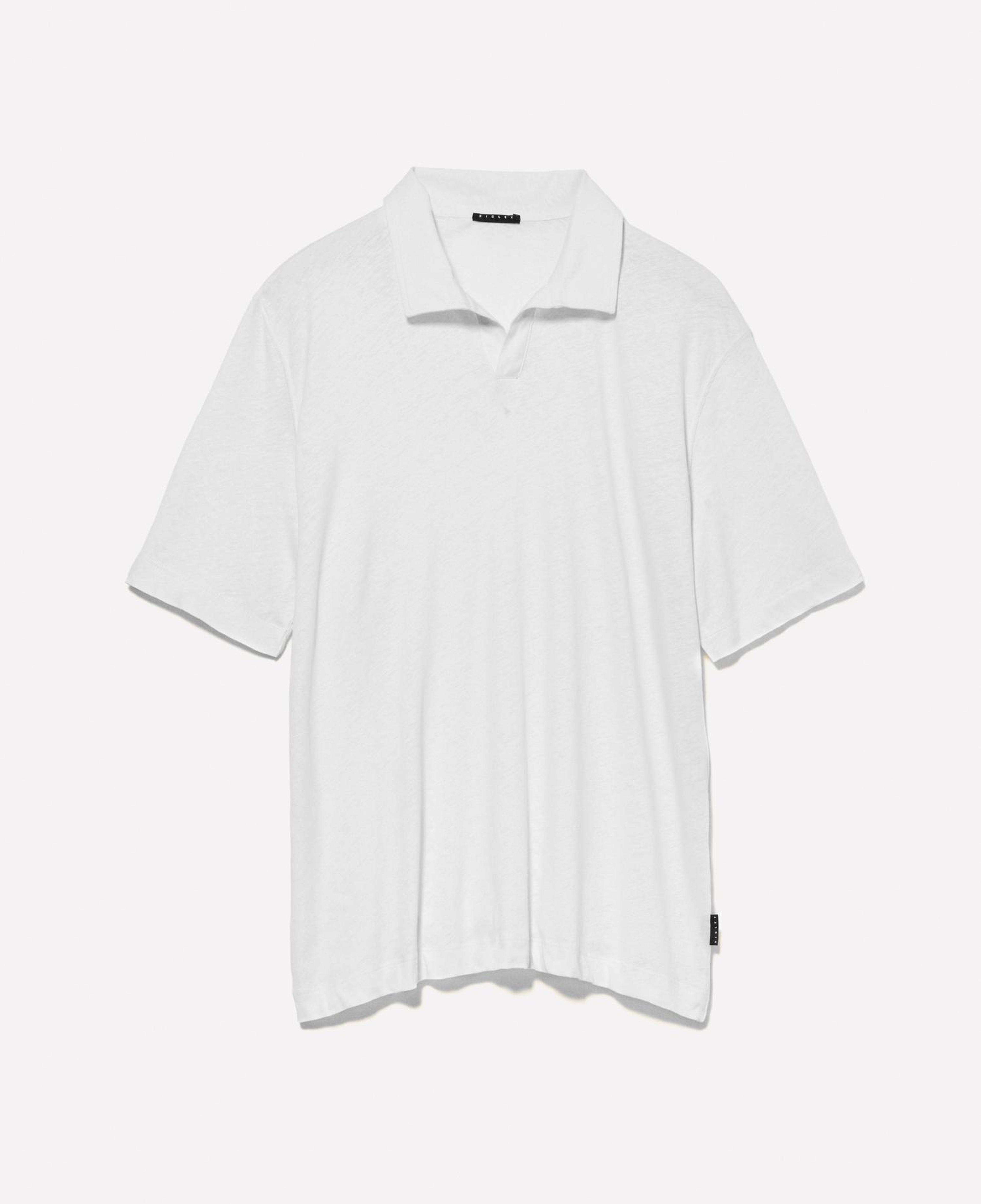 Erkek Açık Krem Keten Karışımlı Düğmesiz Regular Fit Polo T-Shirt